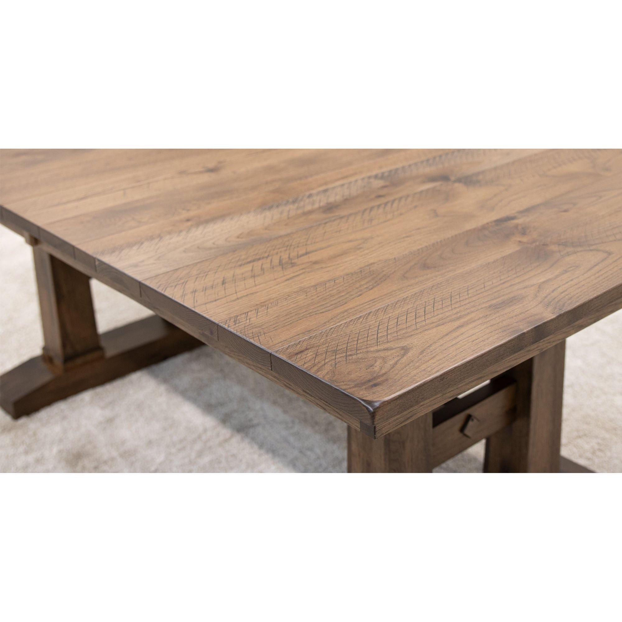 Rowan Hickory Wood Large Extending Amish Trestle Dining Table | CO