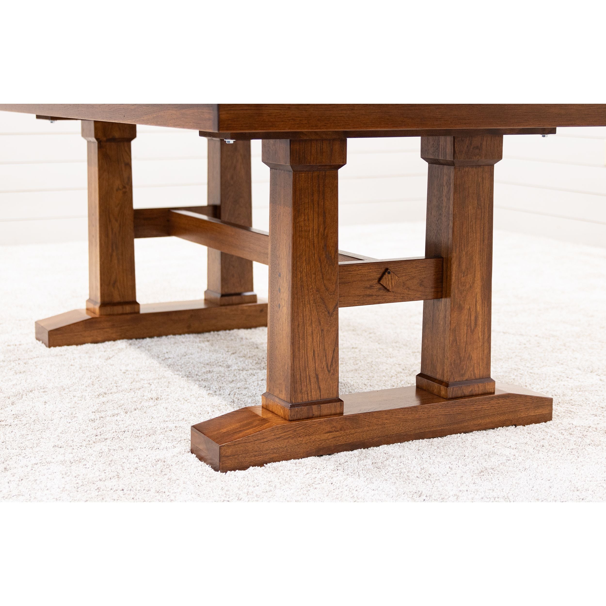 Rowan Hickory Wood Large Extending Amish Trestle Dining Table | MC