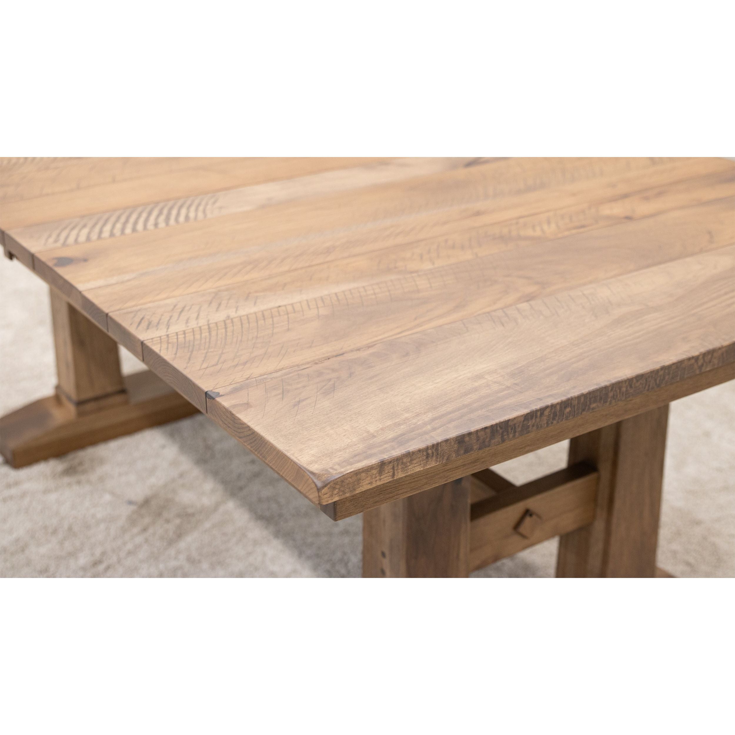 Rowan Hickory Wood Large Extending Amish Trestle Dining Table | WB