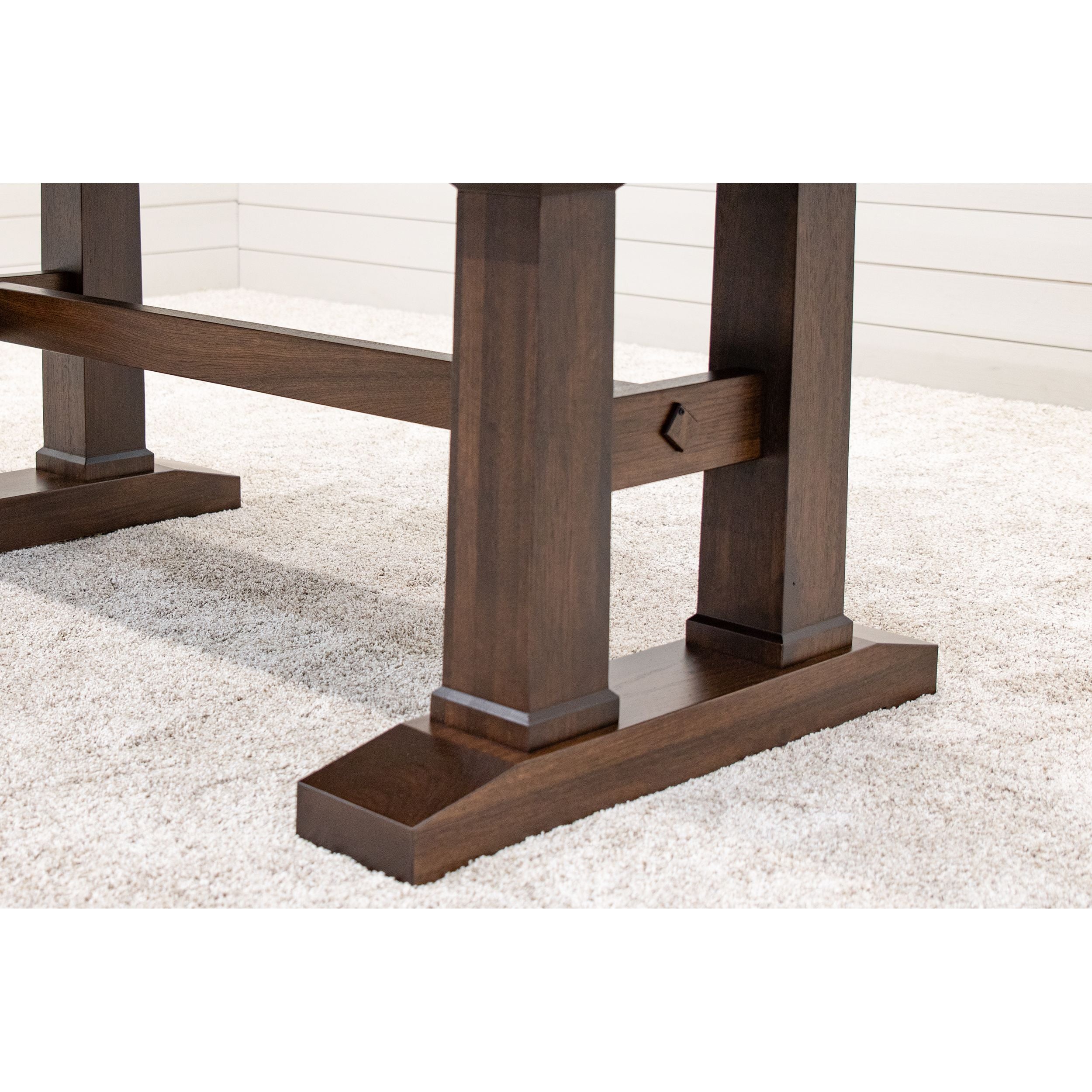 Rowan Hickory Wood Large Extending Amish Trestle Dining Table | BV
