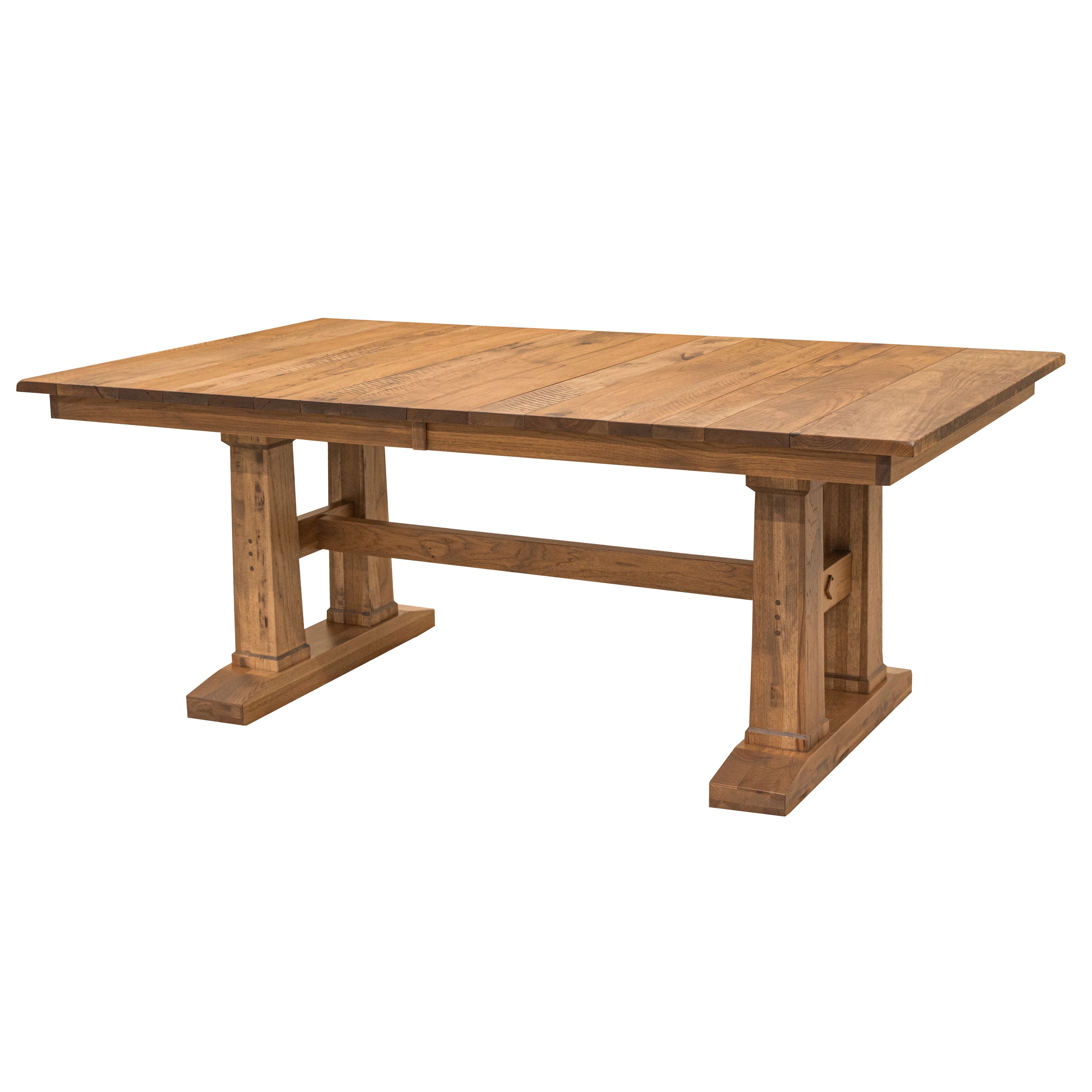Rowan Hickory Wood Large Extending Amish Trestle Dining Table | HC