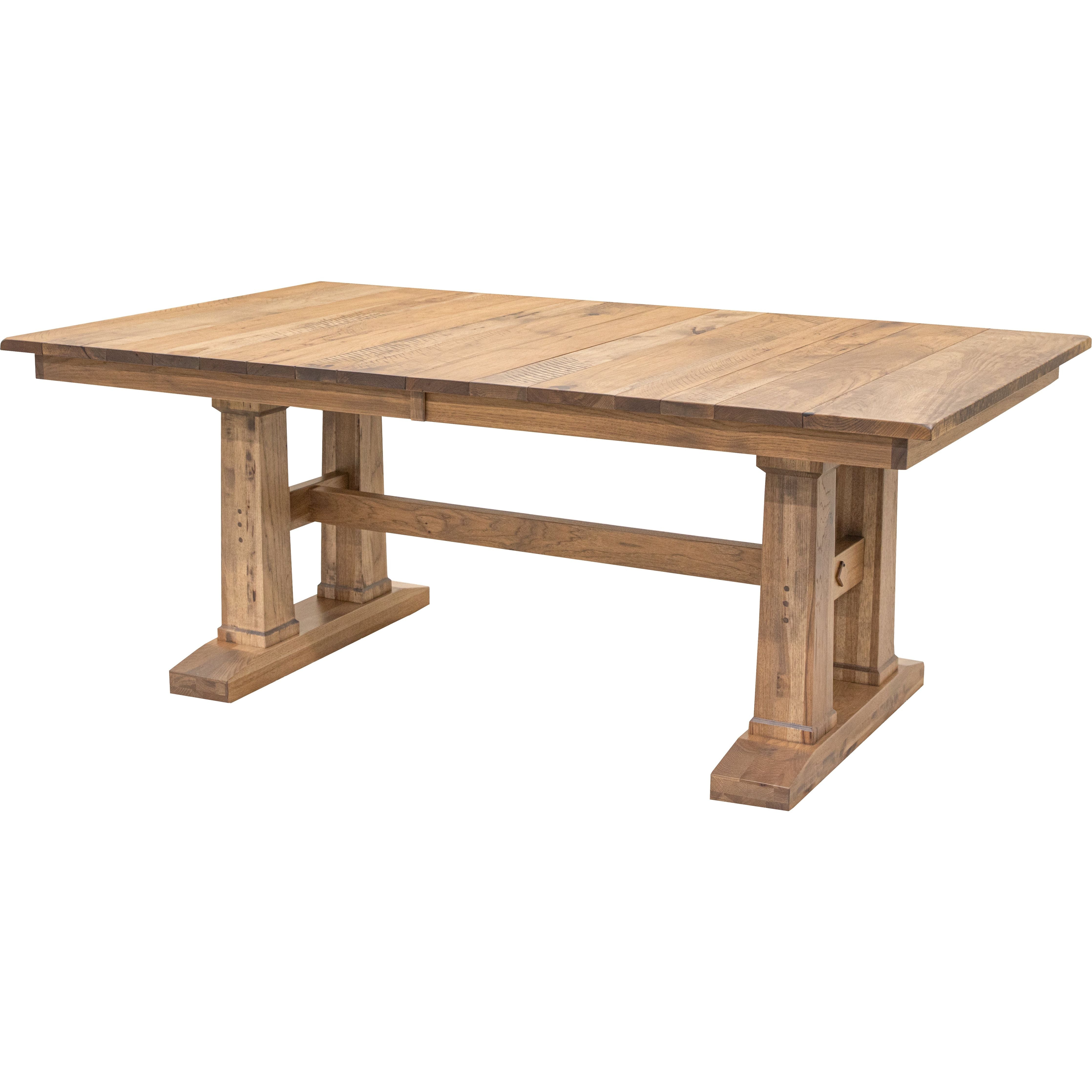 Rowan Hickory Wood Large Extending Amish Trestle Dining Table | WB
