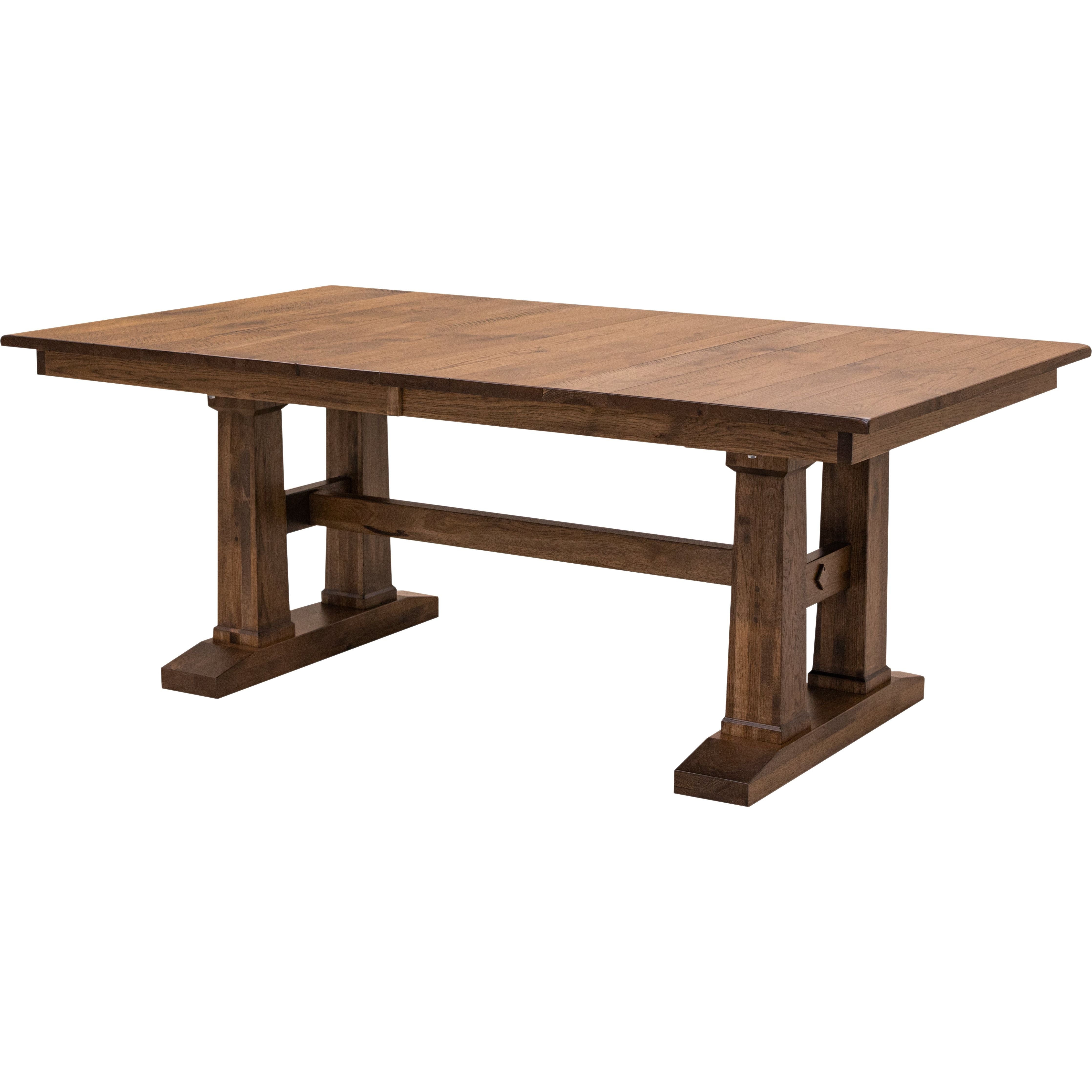 Rowan Hickory Wood Large Extending Amish Trestle Dining Table | ASB