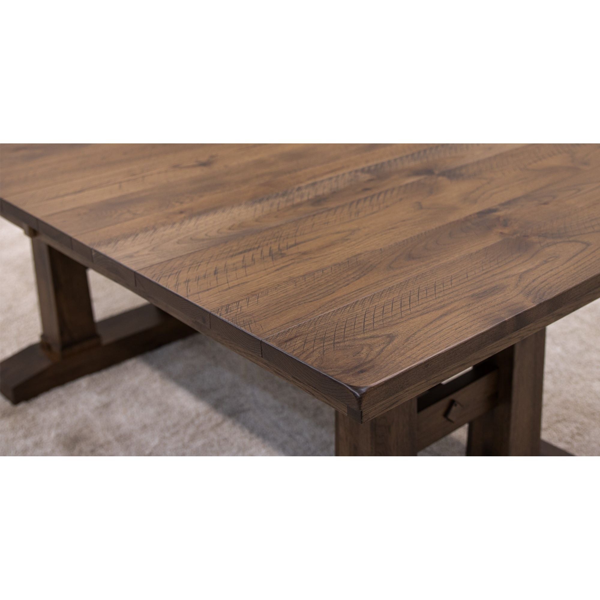 Rowan Hickory Wood Large Extending Amish Trestle Dining Table | ASB