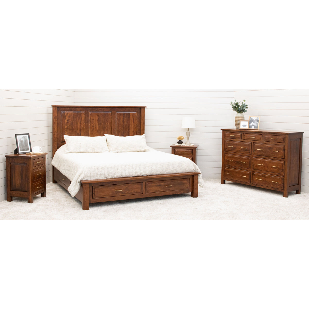 Savannah King Cherry Wood Storage Platform Bed | ASB