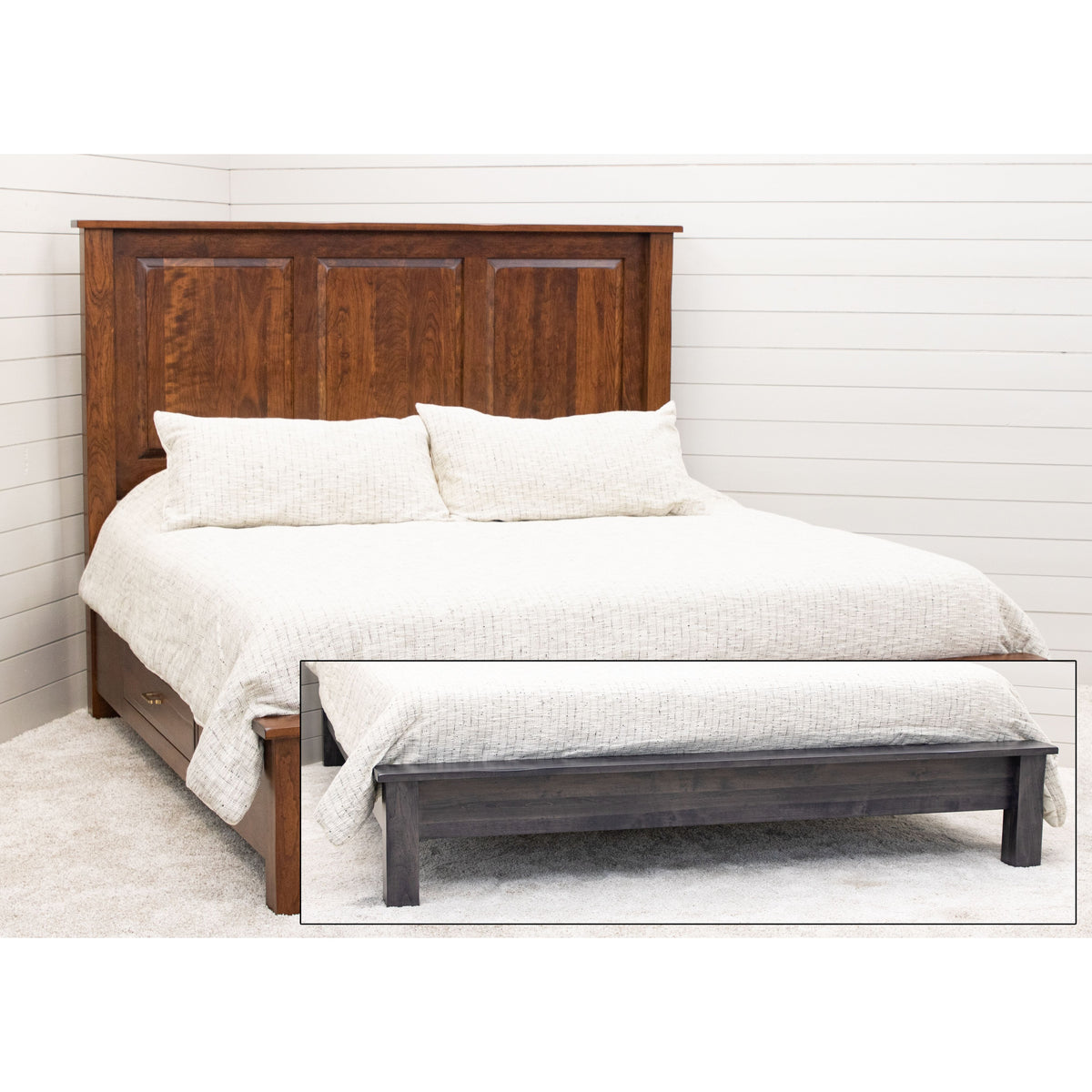 Savannah King Cherry Wood Storage Platform Bed | ASB