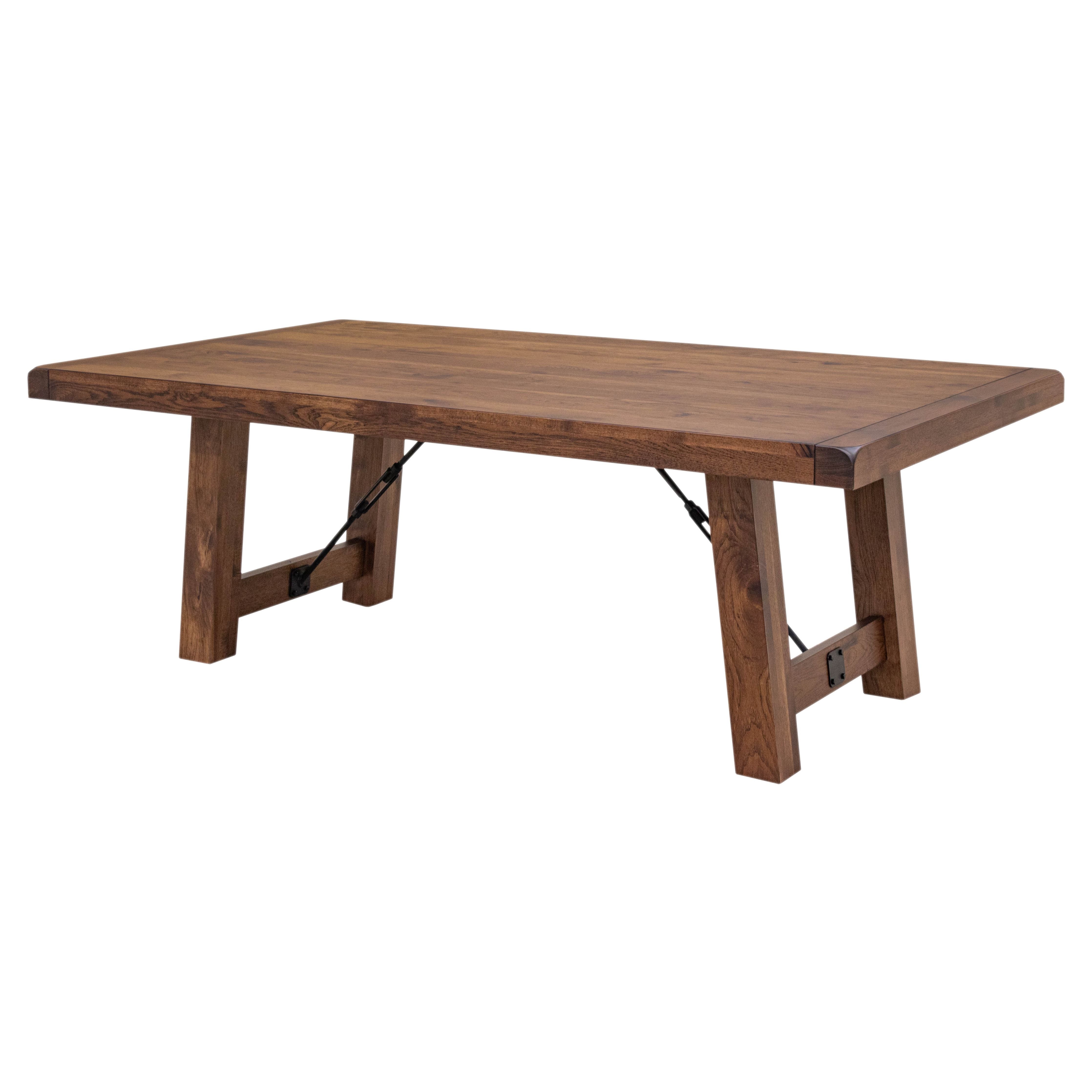 Settler's Trestle Large Hickory Wood Extending Dining Table | ASB