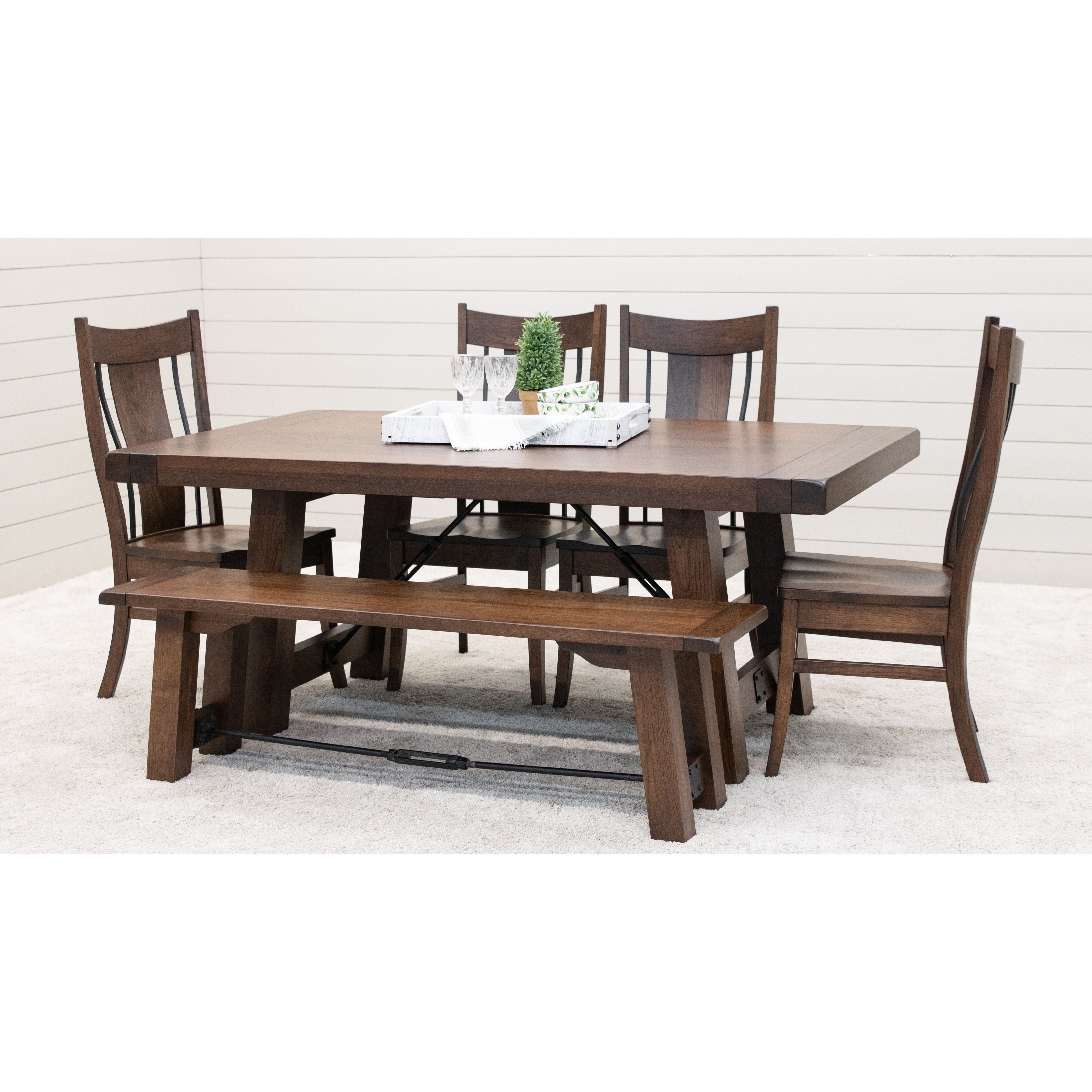 Settler's Trestle Large Hickory Wood Extending Dining Table | BV