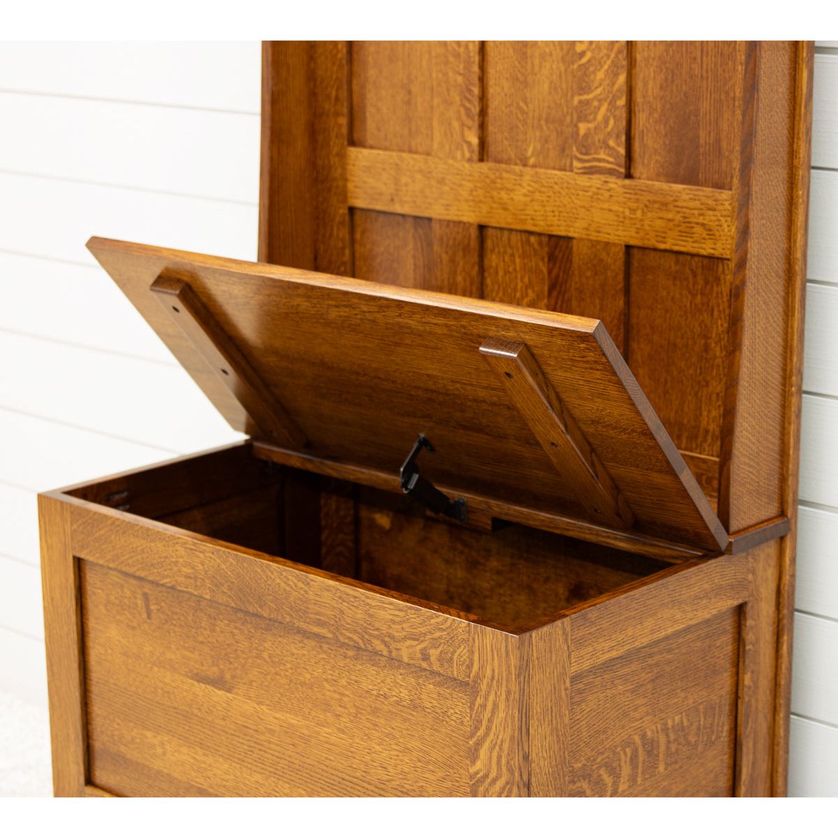 Shaker Solid Quarter Sawn Oak Wood Hall Tree Bench in Cherry Color