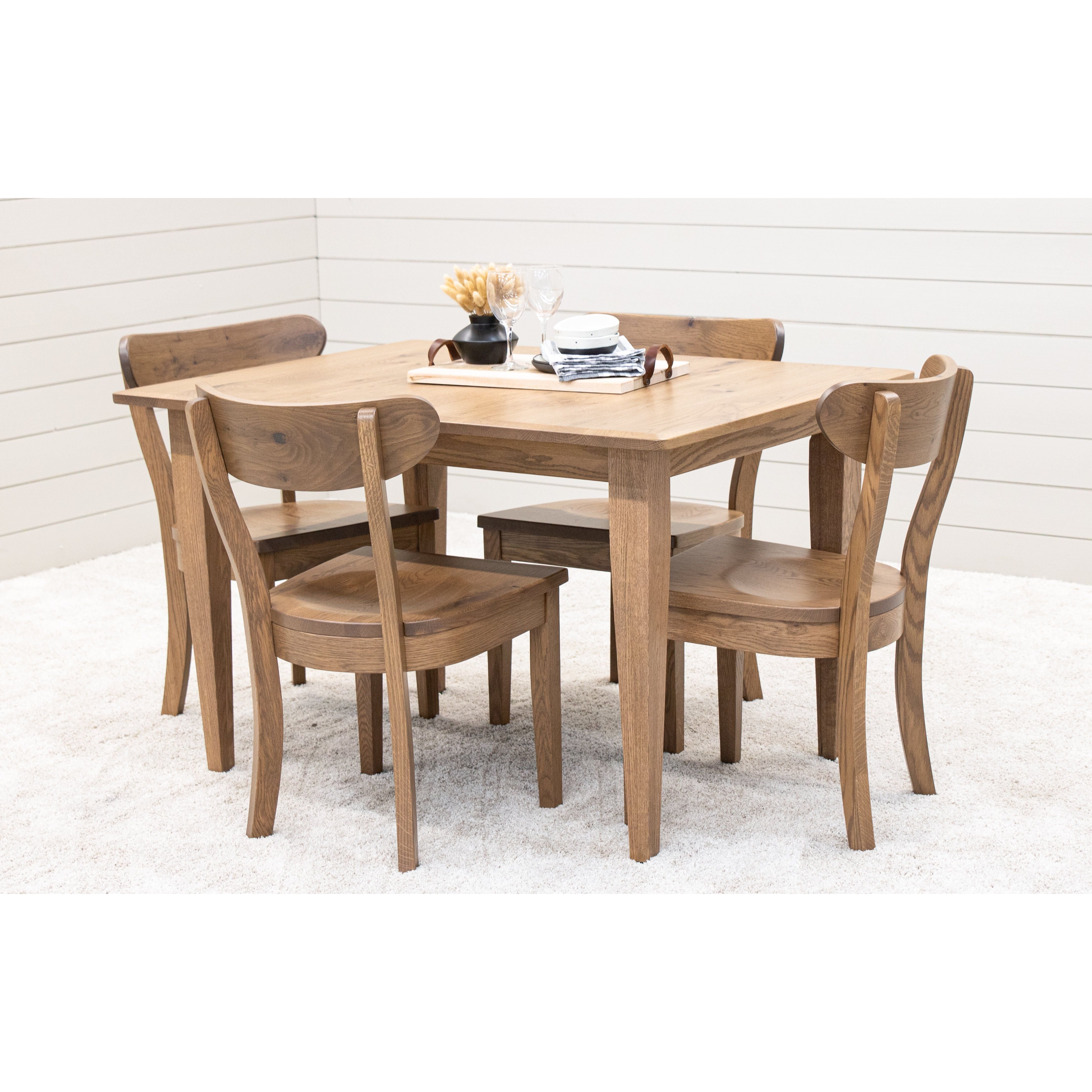 Lakeland Small White Oak Dining Table Set for 4