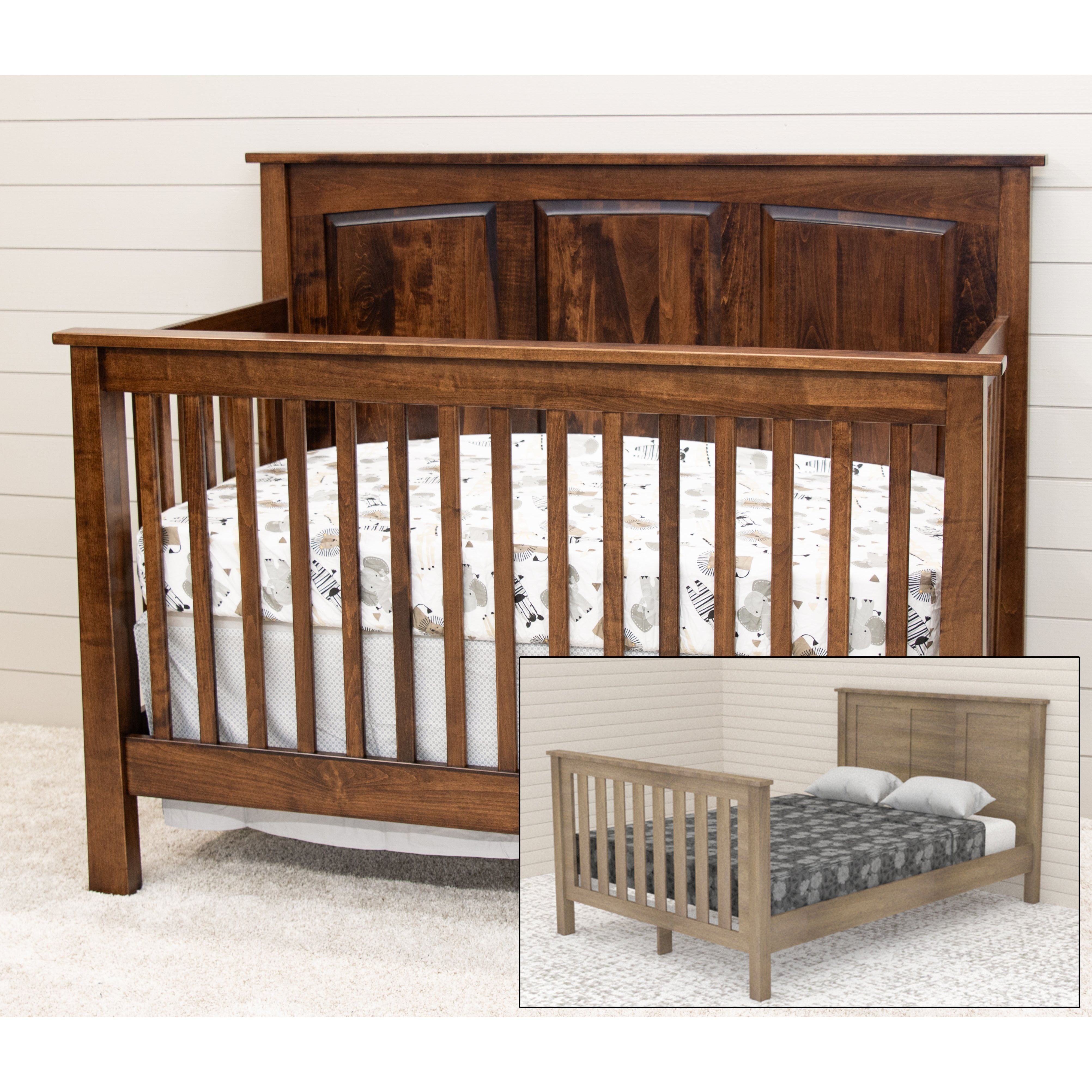 Shaker Panel Maple Wood Convertible Crib | ASB