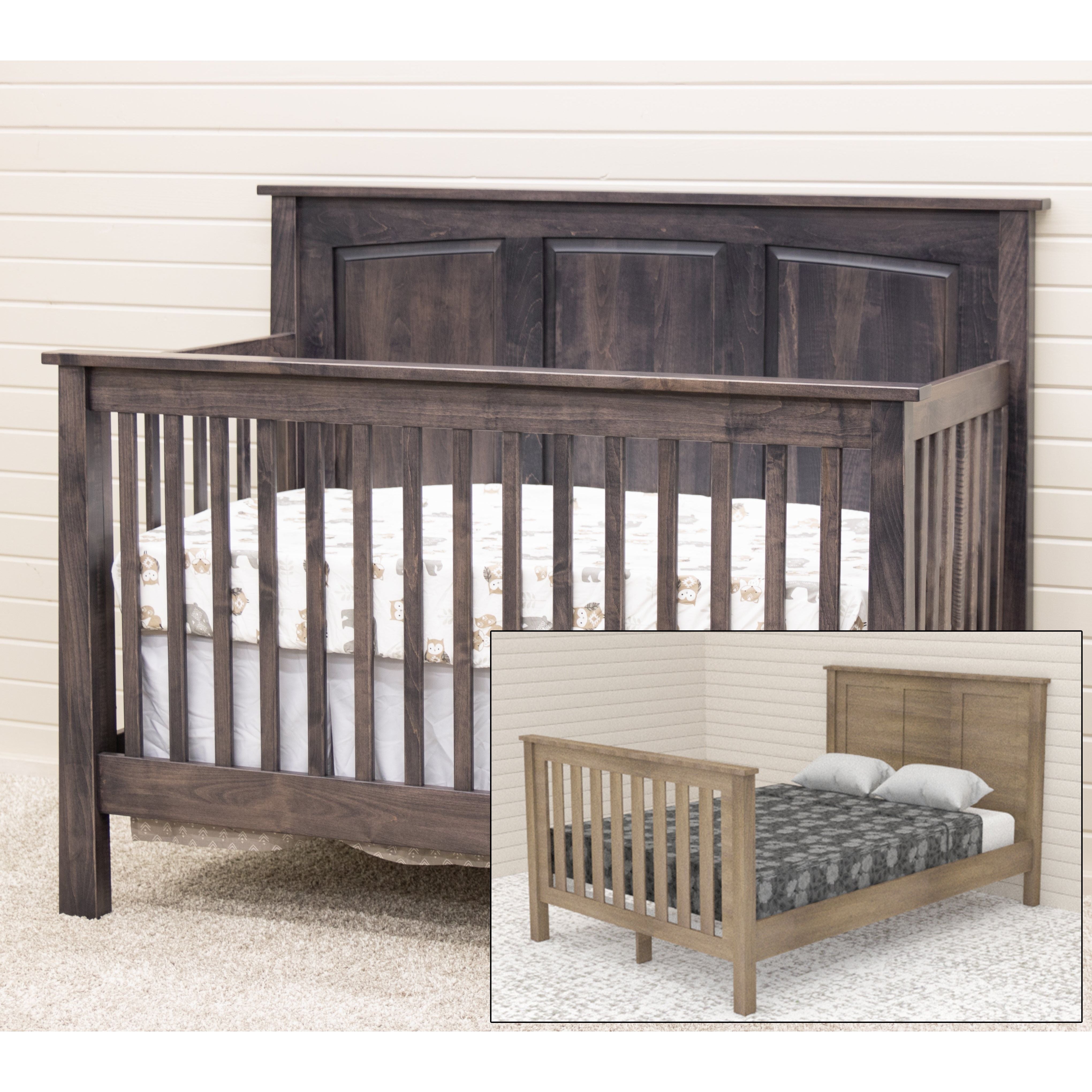 Shaker Panel Maple Wood Convertible Crib | GS