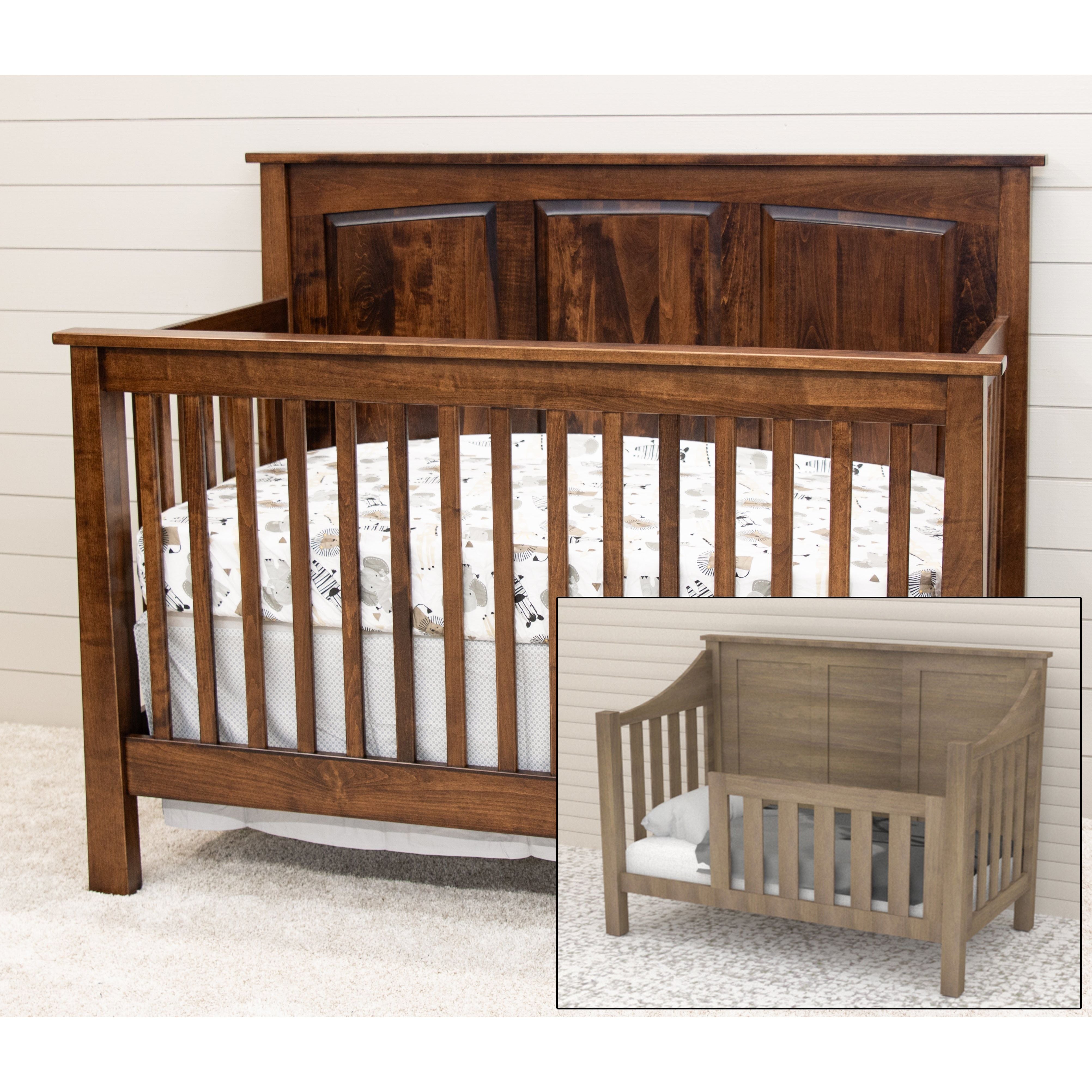 Shaker Panel Maple Wood Convertible Crib | ASB