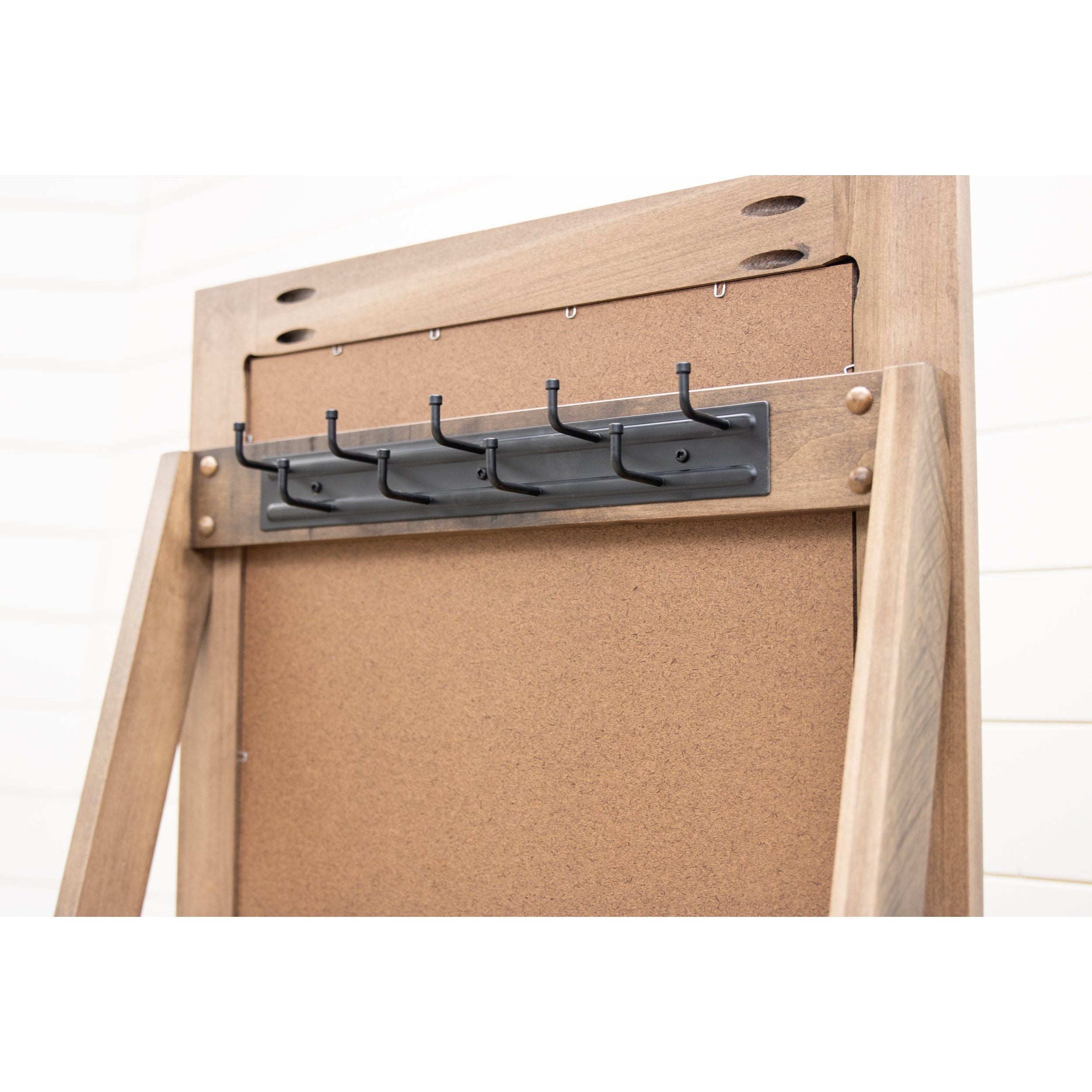 Shaker Roughsawn Maple Wood Revolving Storage Leaner Mirror | CO