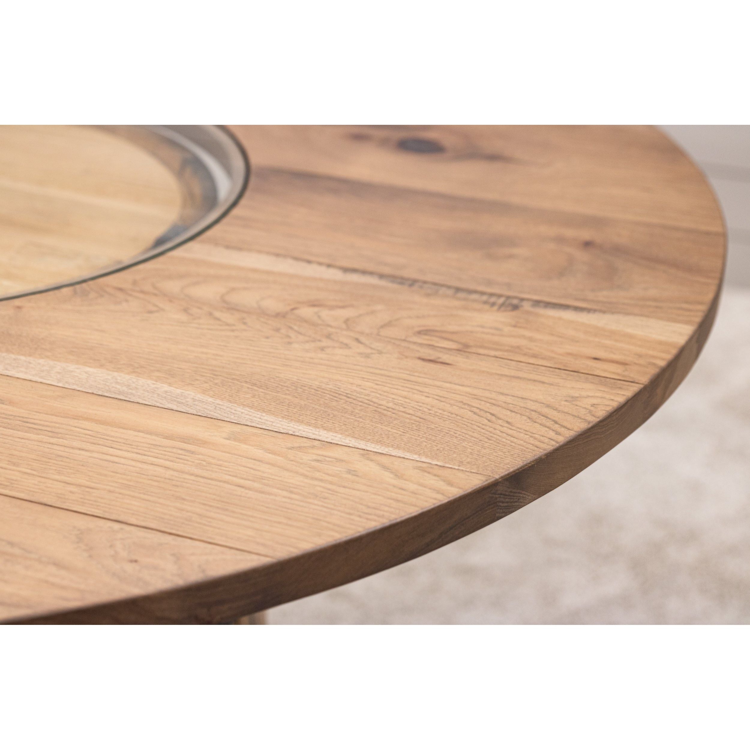 Round Whiskey Personalized Rustic Hickory Wood Single Barrel Pub Table | WB