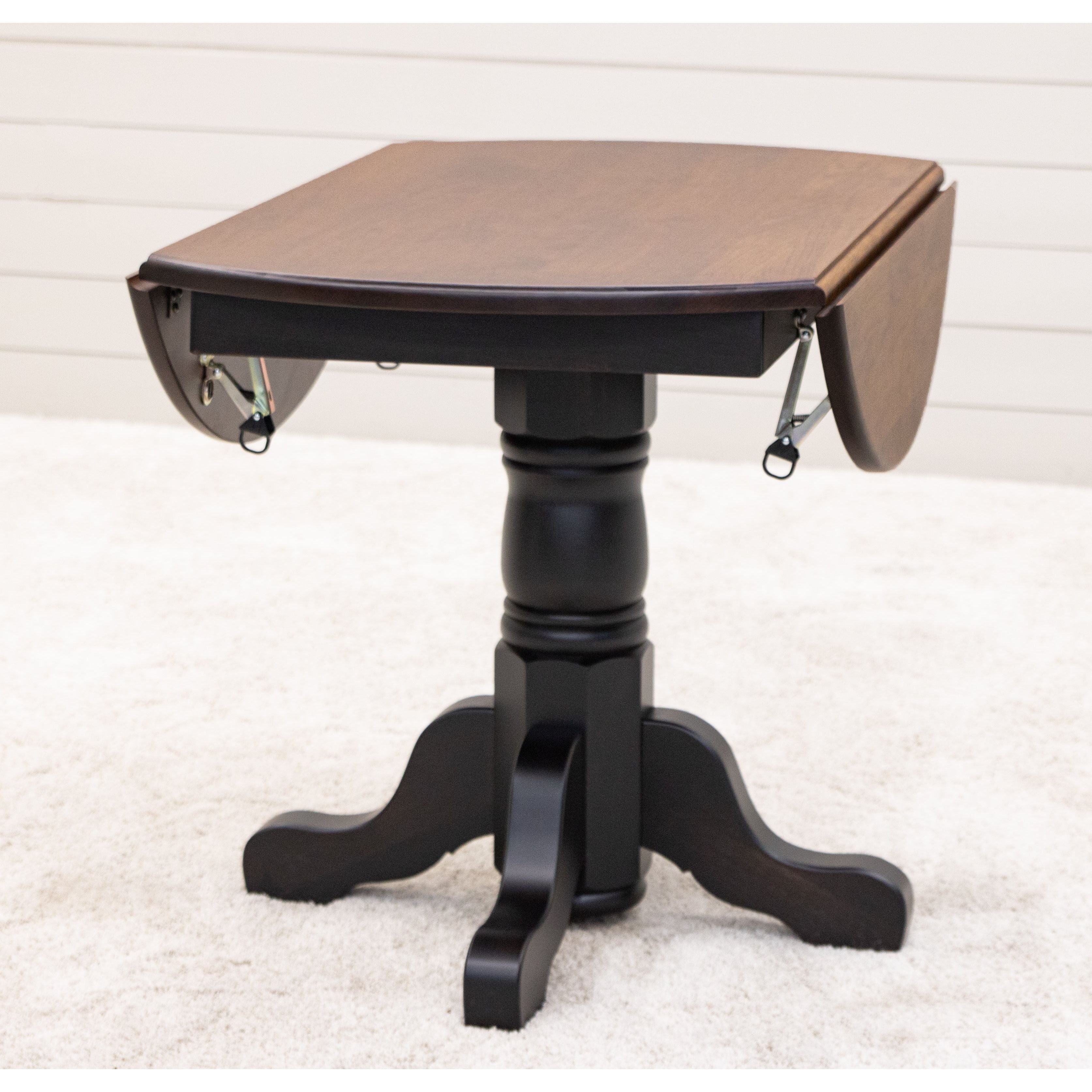 Traditional Round Drop Leaf Black & Cherry Dining Table | M-EB&C-GB
