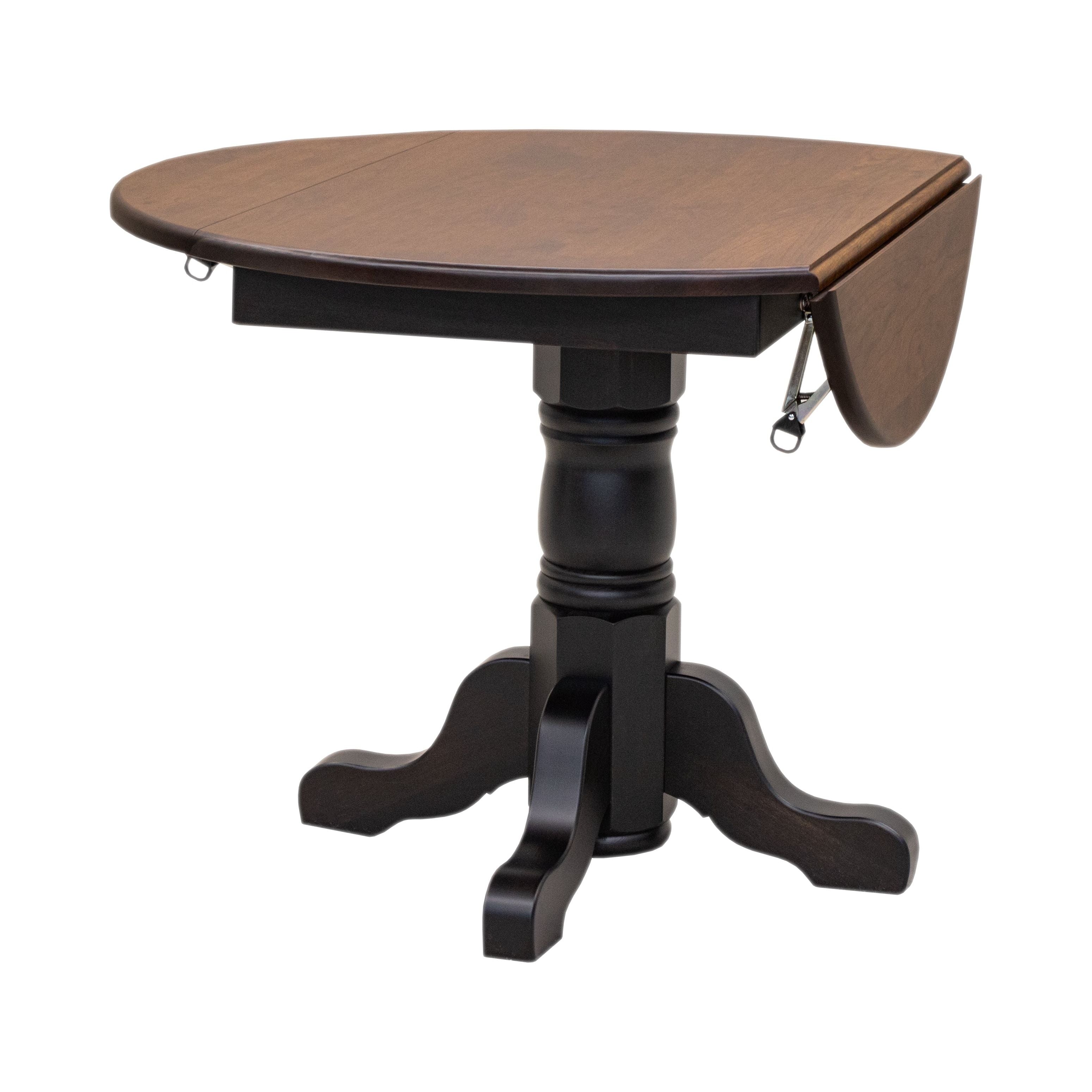 Traditional Round Drop Leaf Black & Cherry Dining Table | M-EB&C-GB