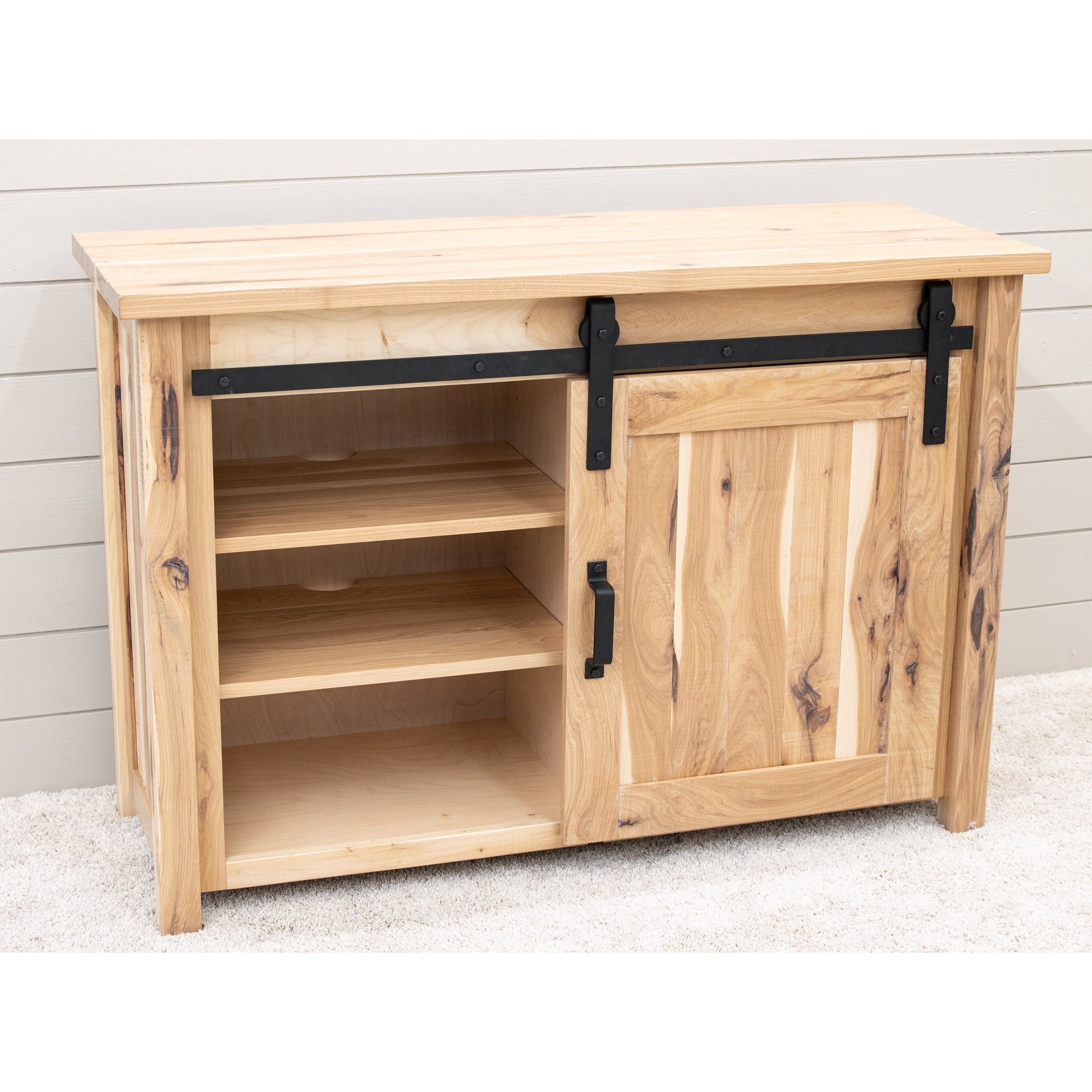 Arcadia 48" Hickory Wood Sliding Barn Door Post TV Console | SW