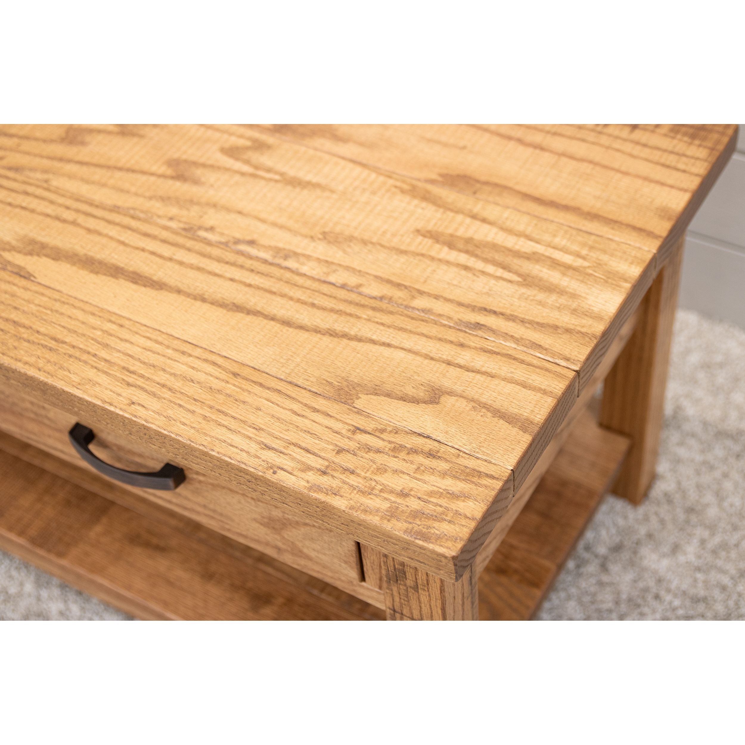 Arcadia Oak Wood Rectangle Open Coffee Table | Fruitwood Color