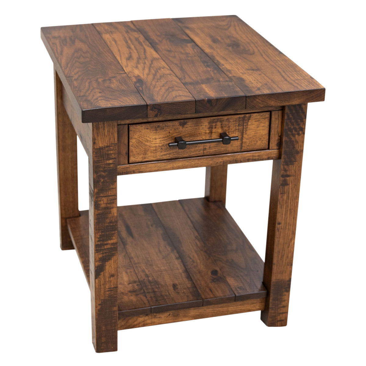 Arcadia Hickory Wood Large Square Open End Table | ASB