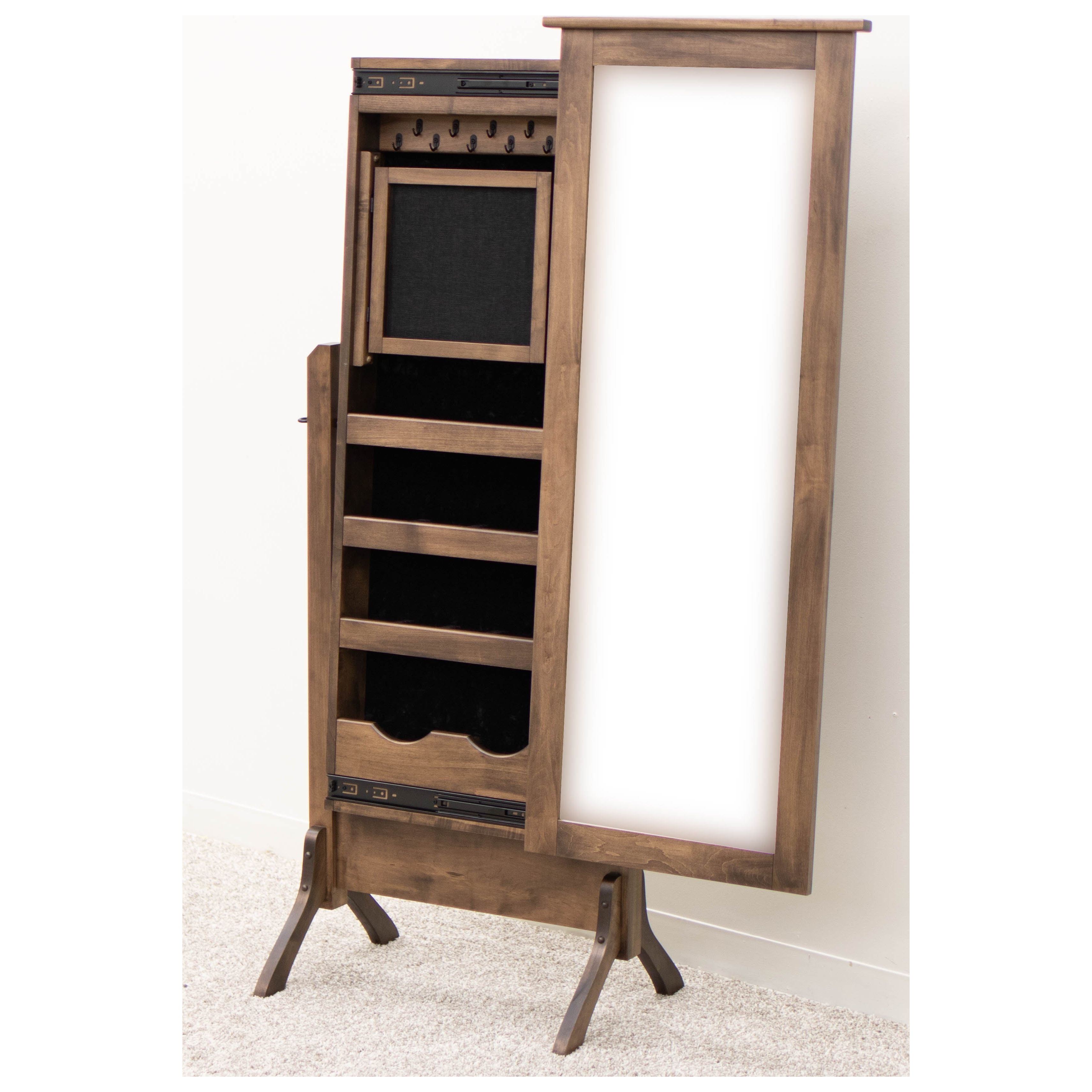 Shaker Quarter Sawn White Oak Wood Sliding Jewelry Cheval Mirror | ASB