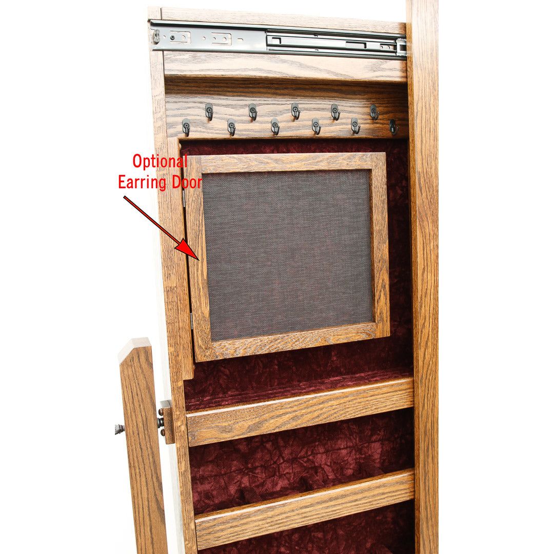 Shaker Quarter Sawn White Oak Wood Sliding Jewelry Cheval Mirror | ASB