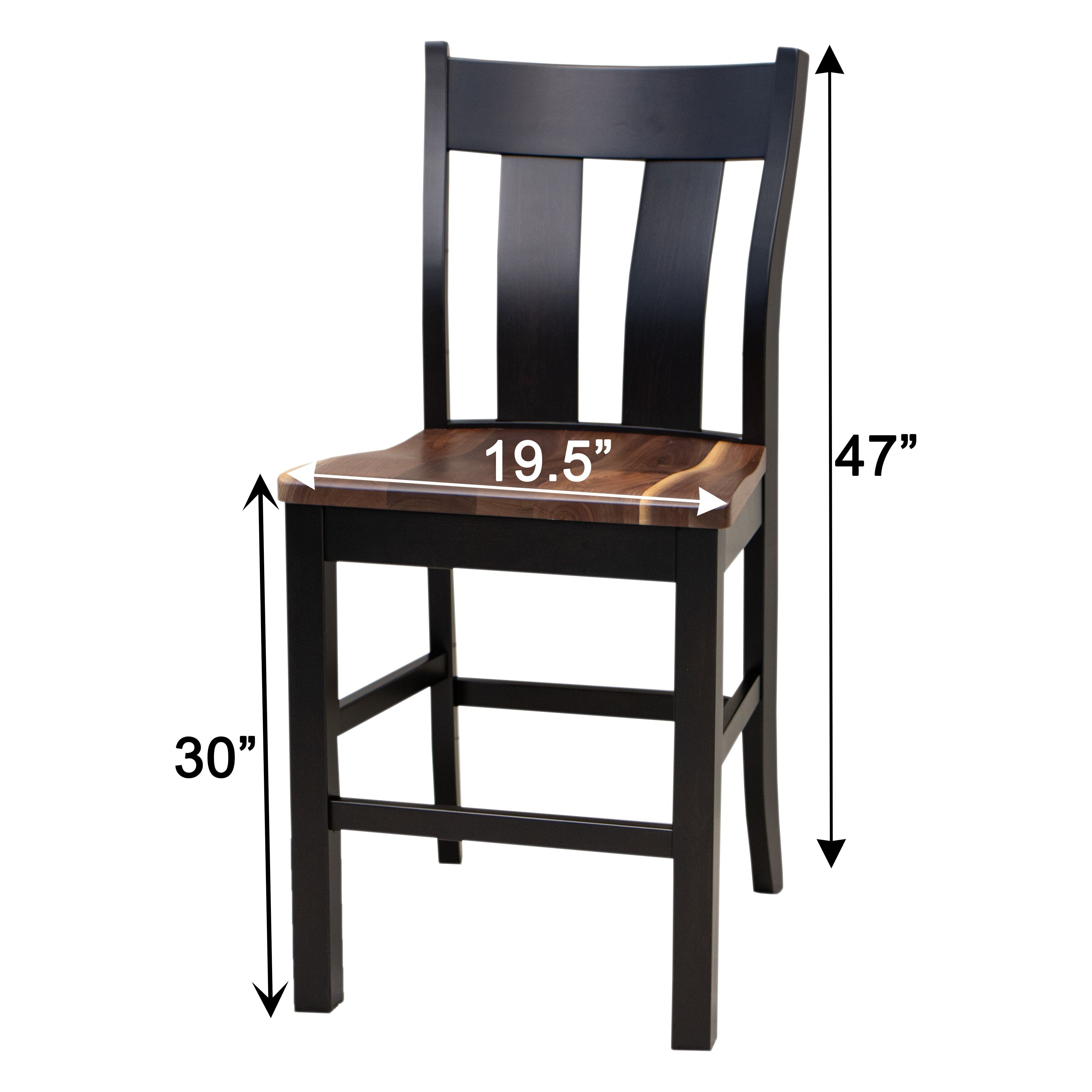 Urbana Black & Wood 24" Stationary Bar Stool | M-EB&W-NAT