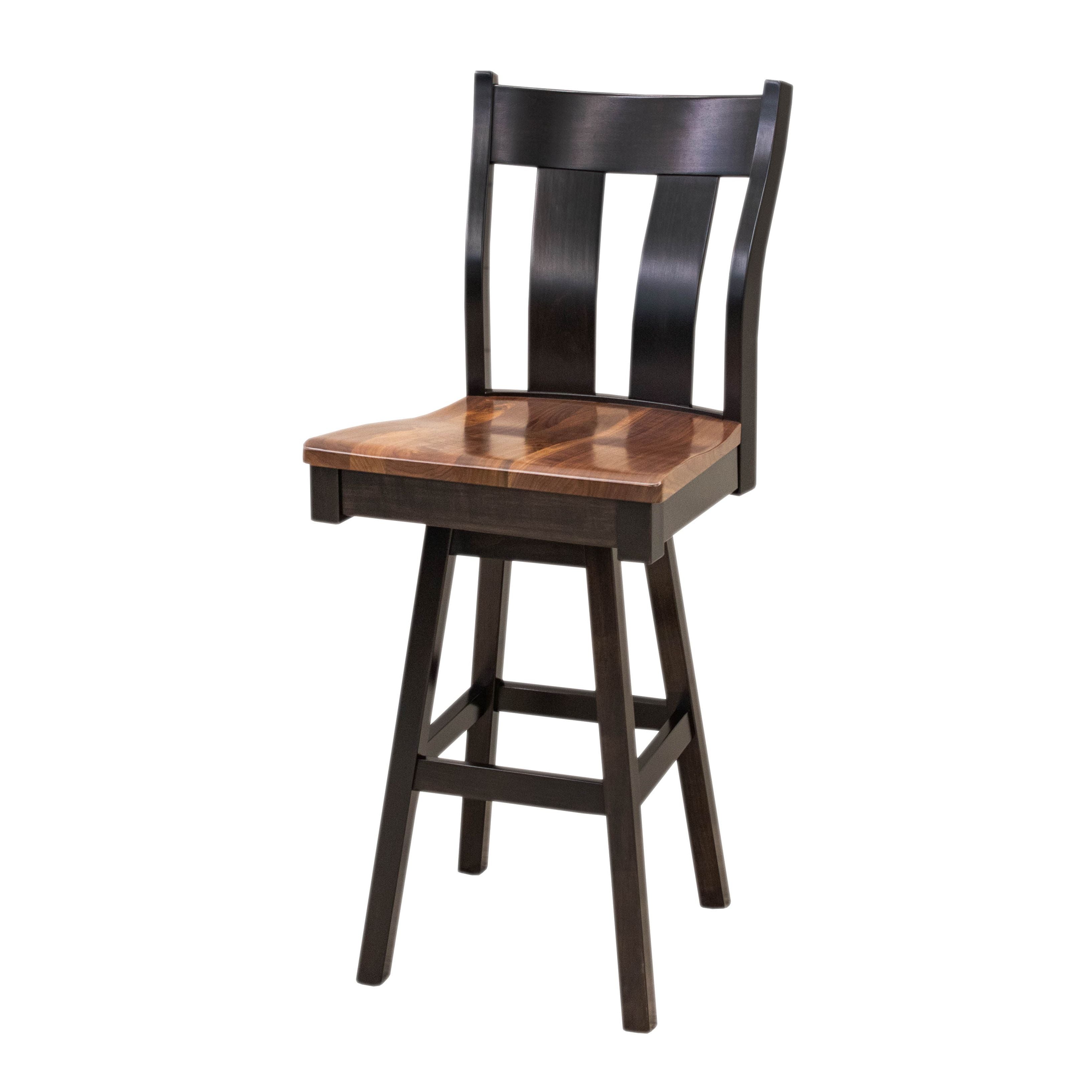 Urbana Black & Wood Wood 24" Swivel Bar Stool | M-EB&W-NAT