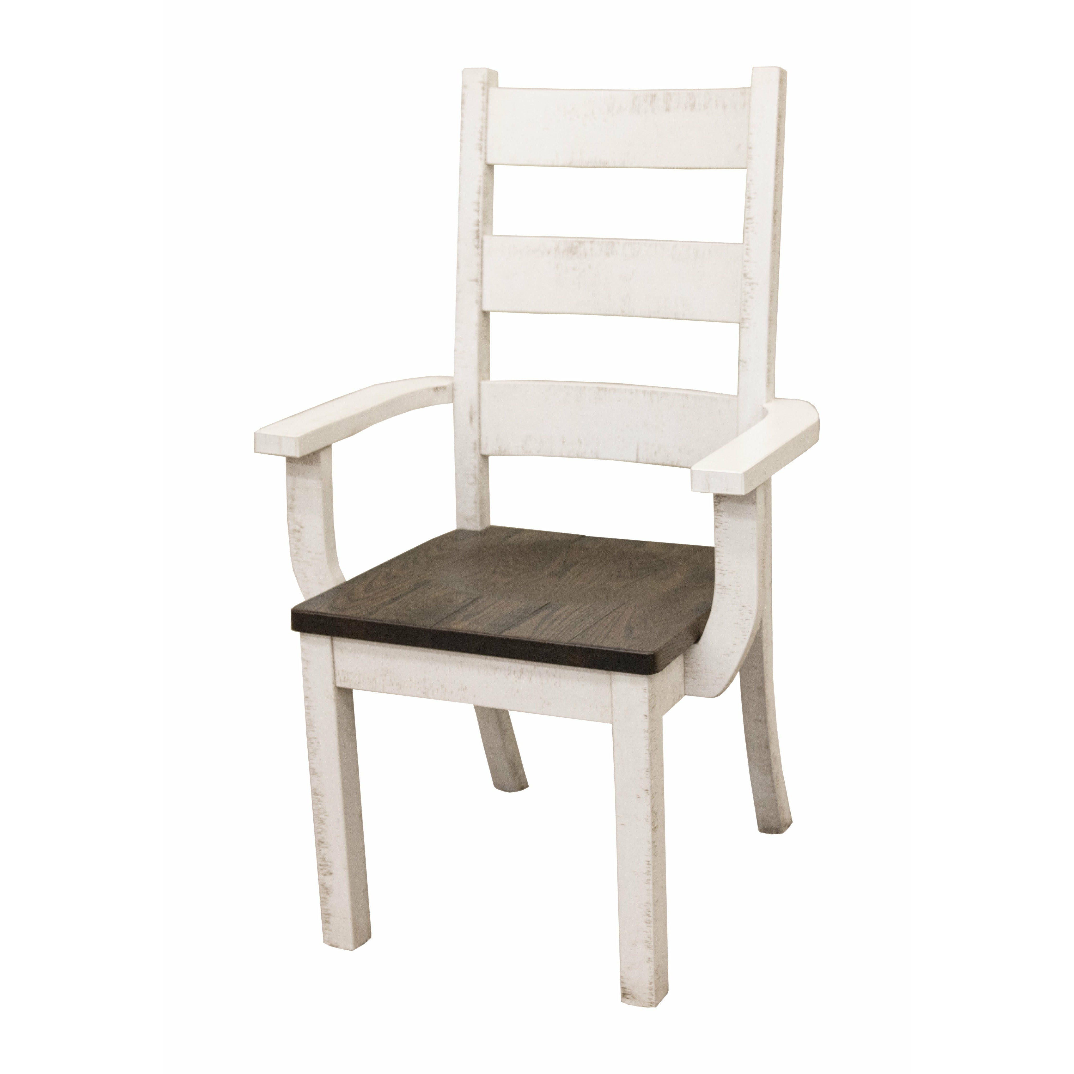 Western High Back White & Wood Arm Dining Chair | M-GW&RWO-SB