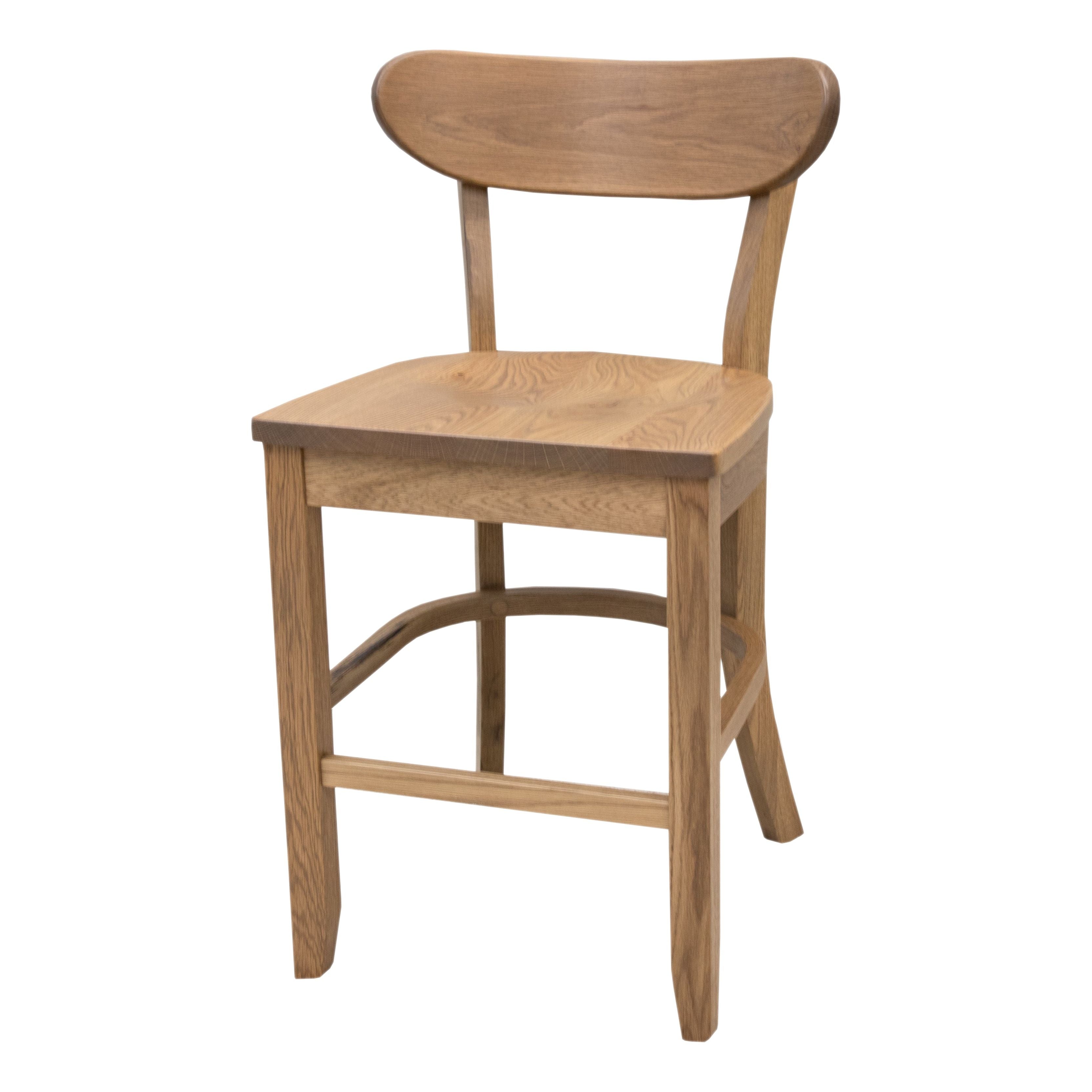 Windsor Rustic White Oak Wood 24" Mid Century Stationary Bar Stool | DS