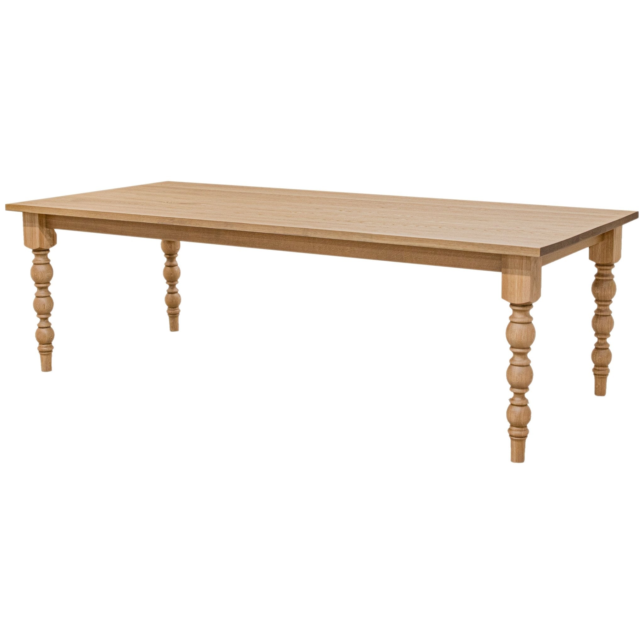 Parson Turned Leg White Oak Dining Set for 6-10 with Chairs