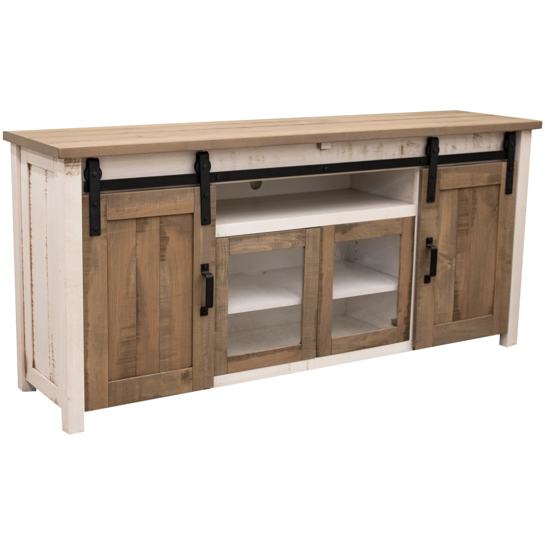 Arcadia 72" White & Wood Sliding Barn Door TV Console | M-CS&DCD