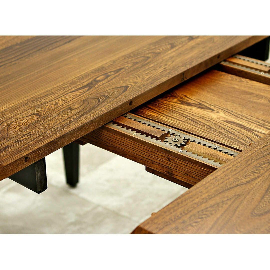 Classic Shaker Amish Extending Dining Table with Black Legs | M-EB&E-MC