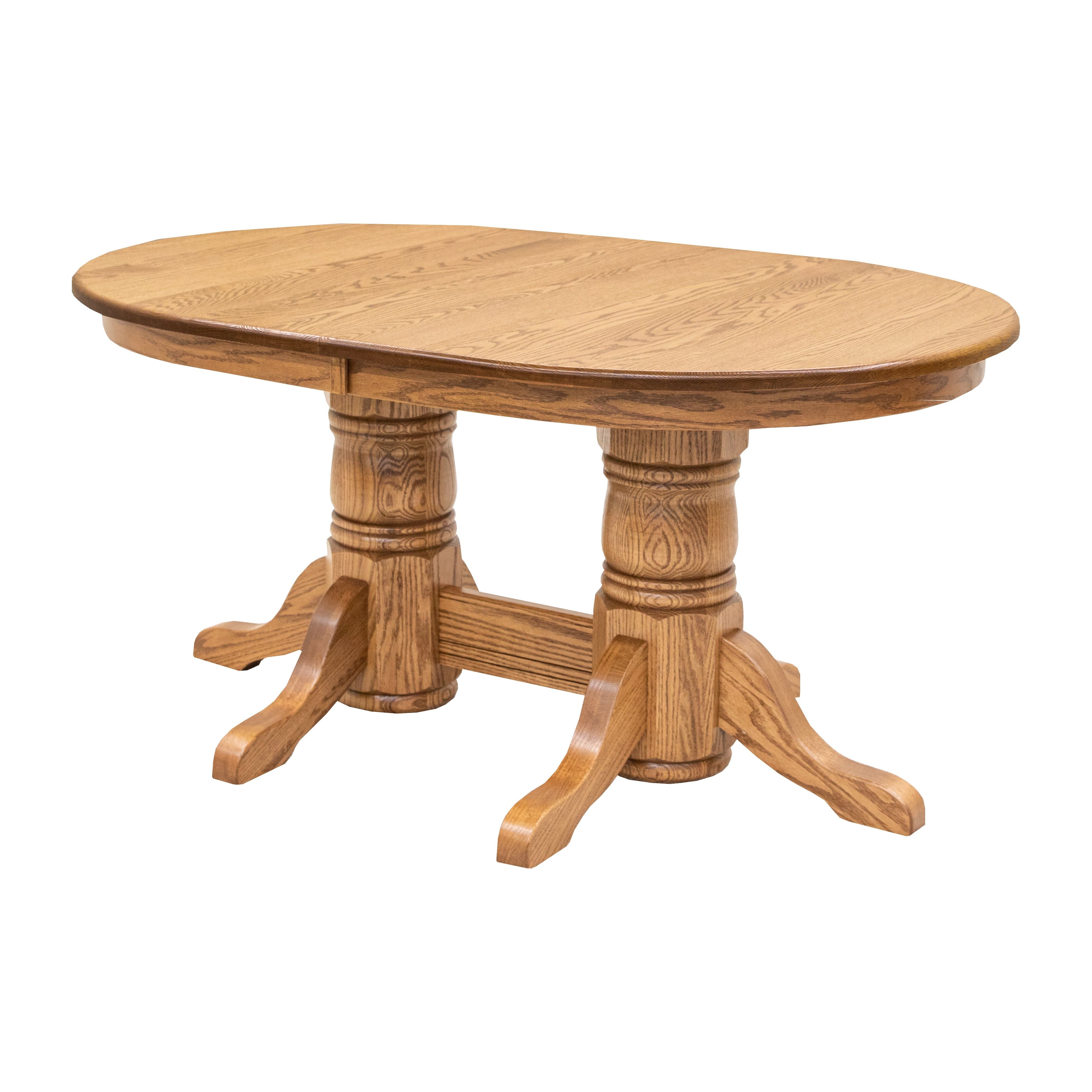 Traditional Double Pedestal Oak Wood Extending Dining Table | S-14