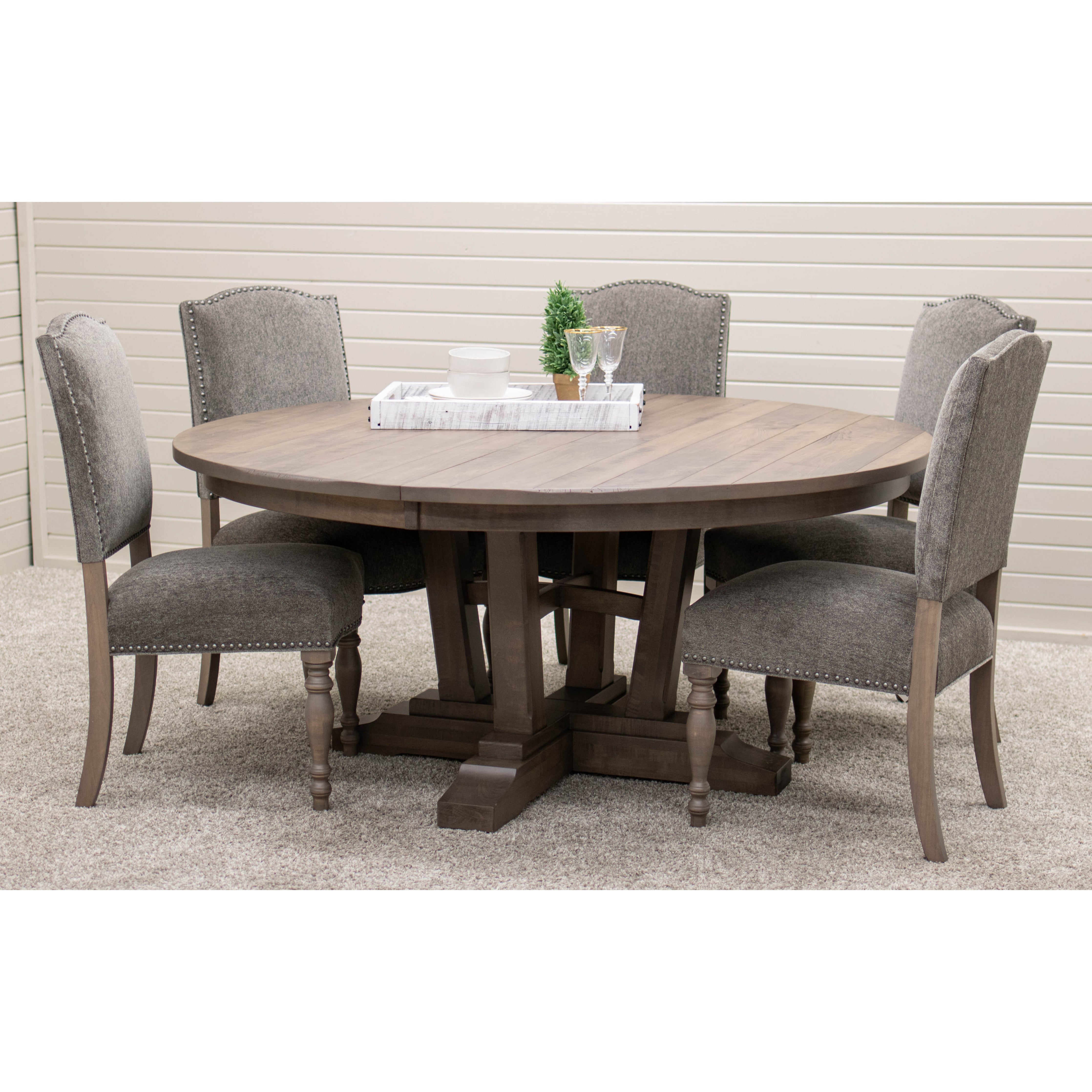 Alberta Maple Wood Large Round Extending Dining Table for 6-10 | DCD