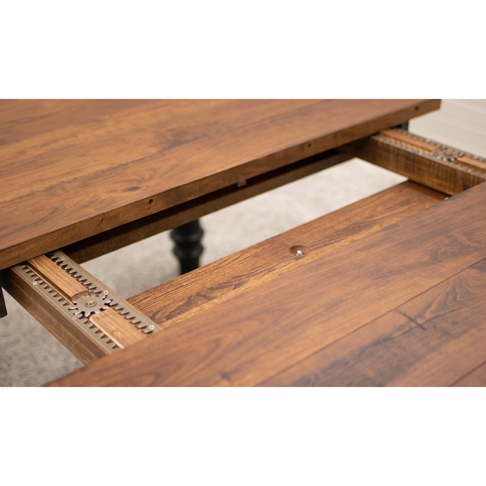 Arcadia Turned Leg Farmhouse Black & Wood Extending Dining Table | M-EB&C-GB