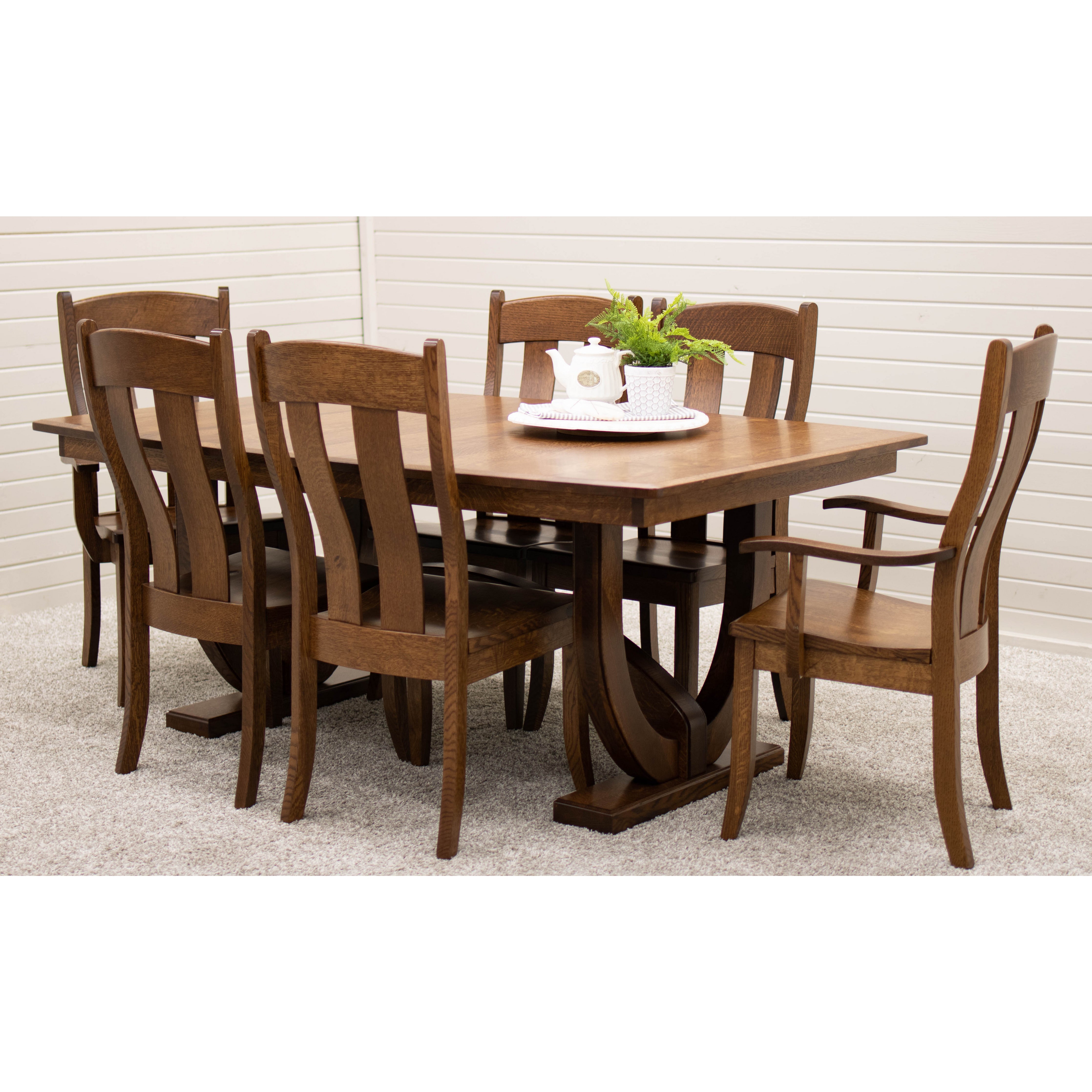 Biltmore Large Quarter Sawn White Oak Wood Extending Amish Dining Table | ASB