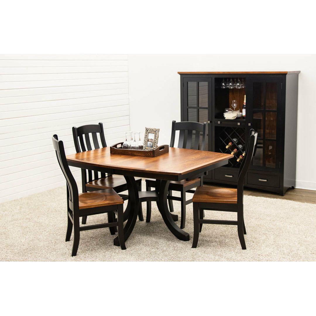 Carlisle Single Pedestal Extending Dining Table with Black Pedestal Base | M-EB&E-MC