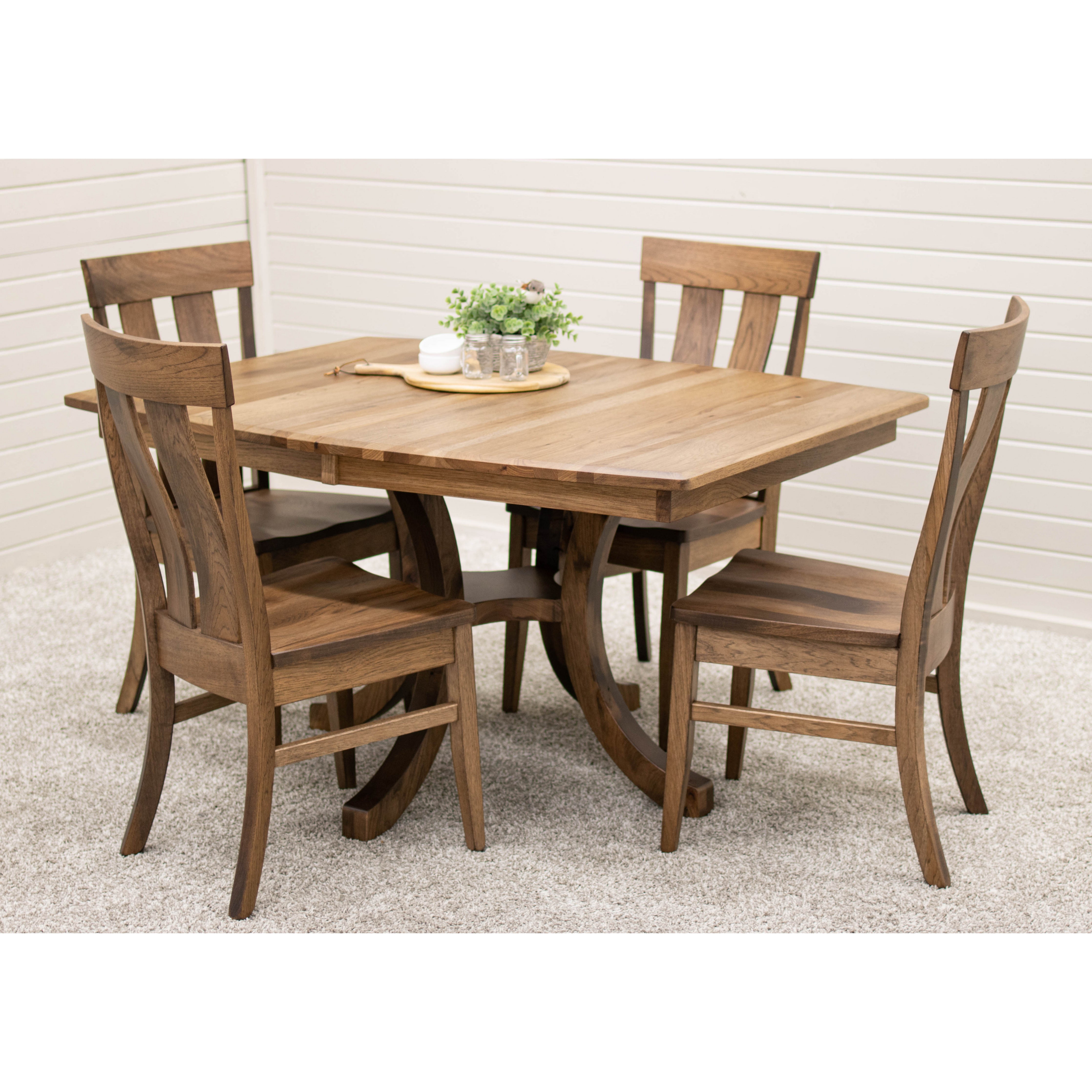 Carlisle Amish Hickory Extendable Dining Table Set for 4-6