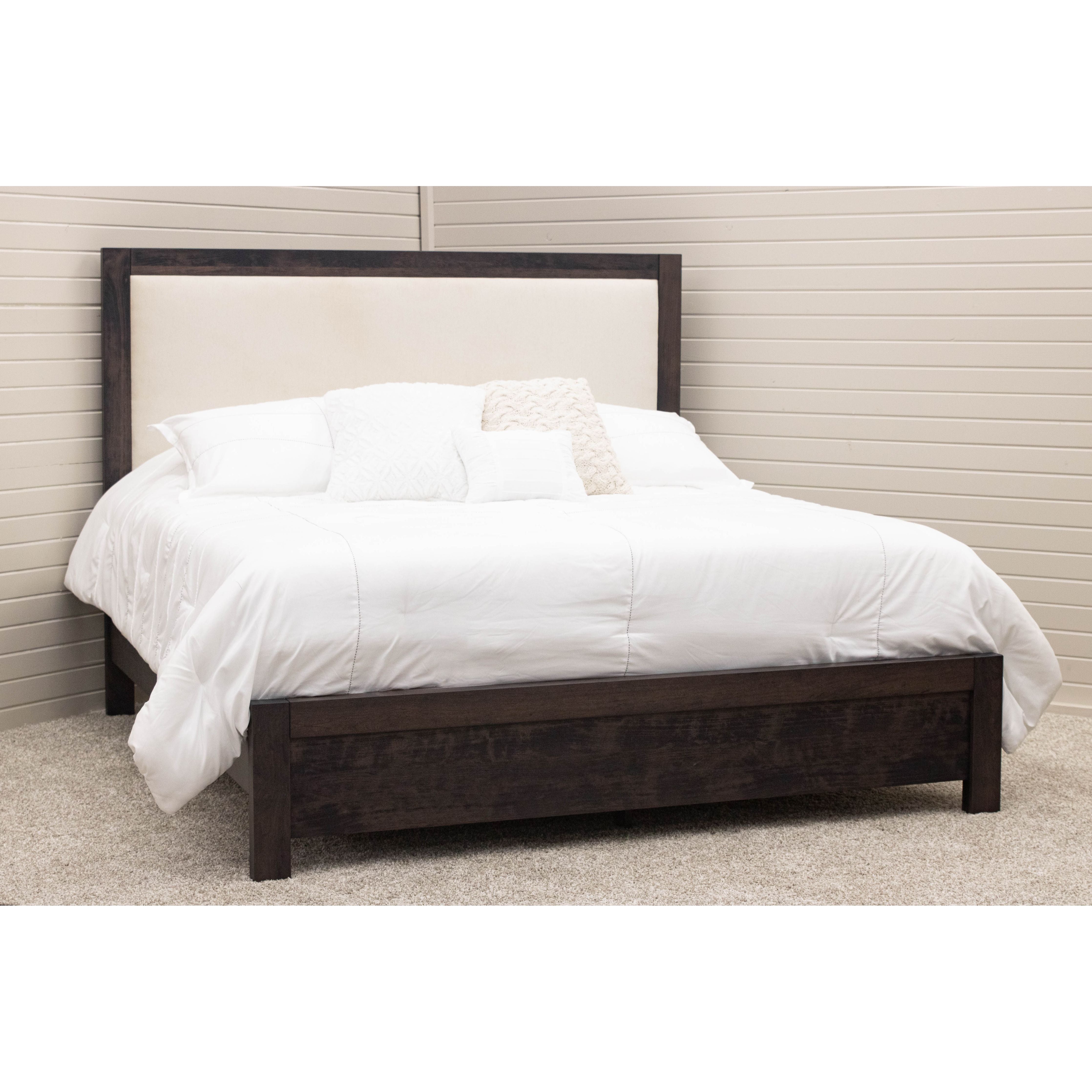 Hudson Wood Bed Frame with Upholstered Headboard
