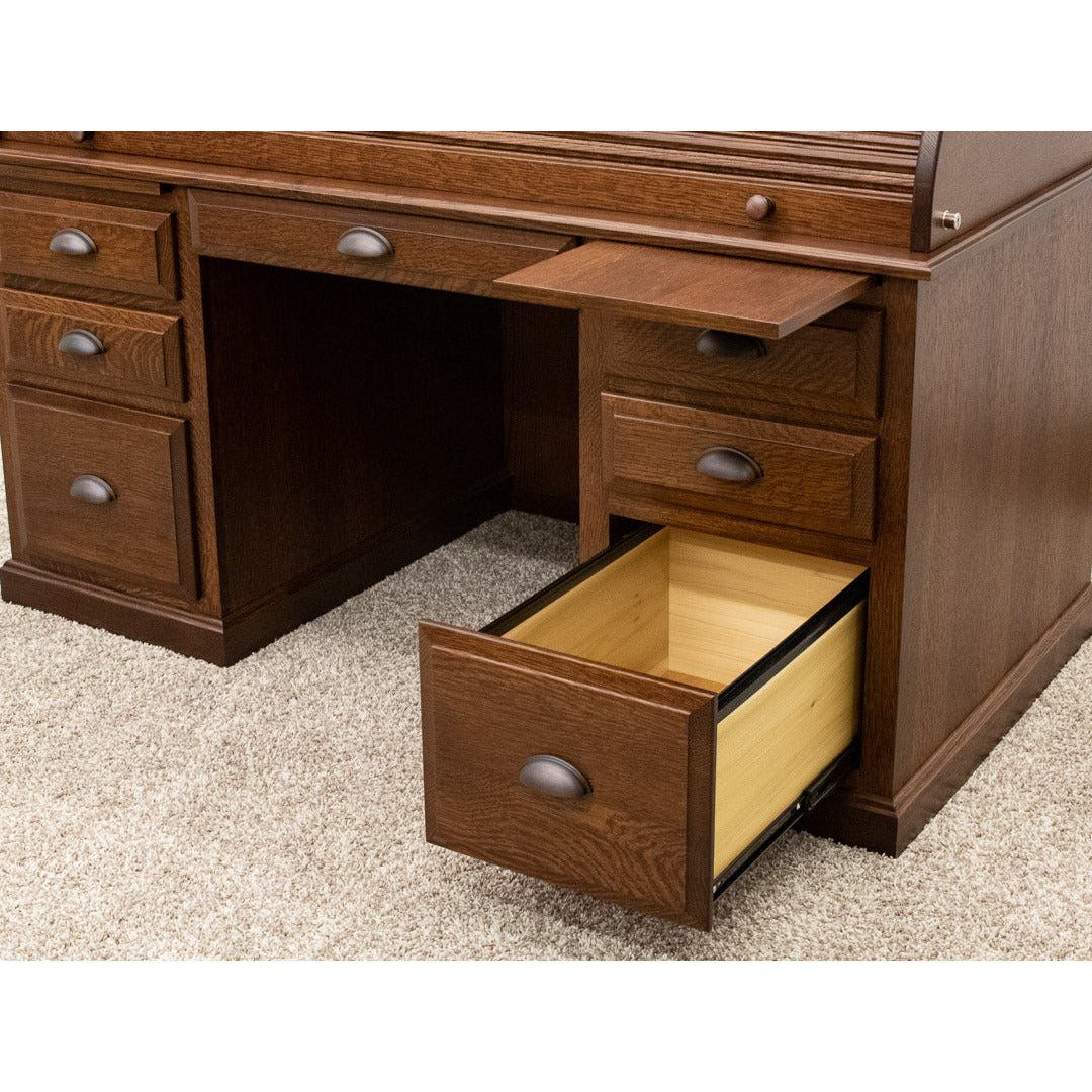 Conventional Quarter Sawn White Oak Wood Rolltop Desk | ASB