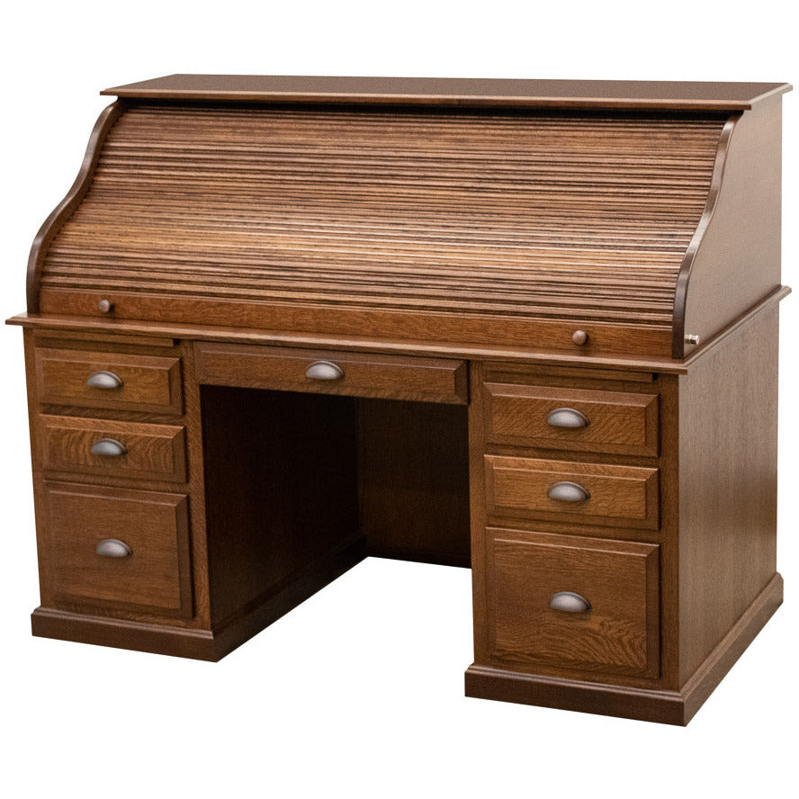 Conventional Quarter Sawn White Oak Wood Rolltop Desk | ASB