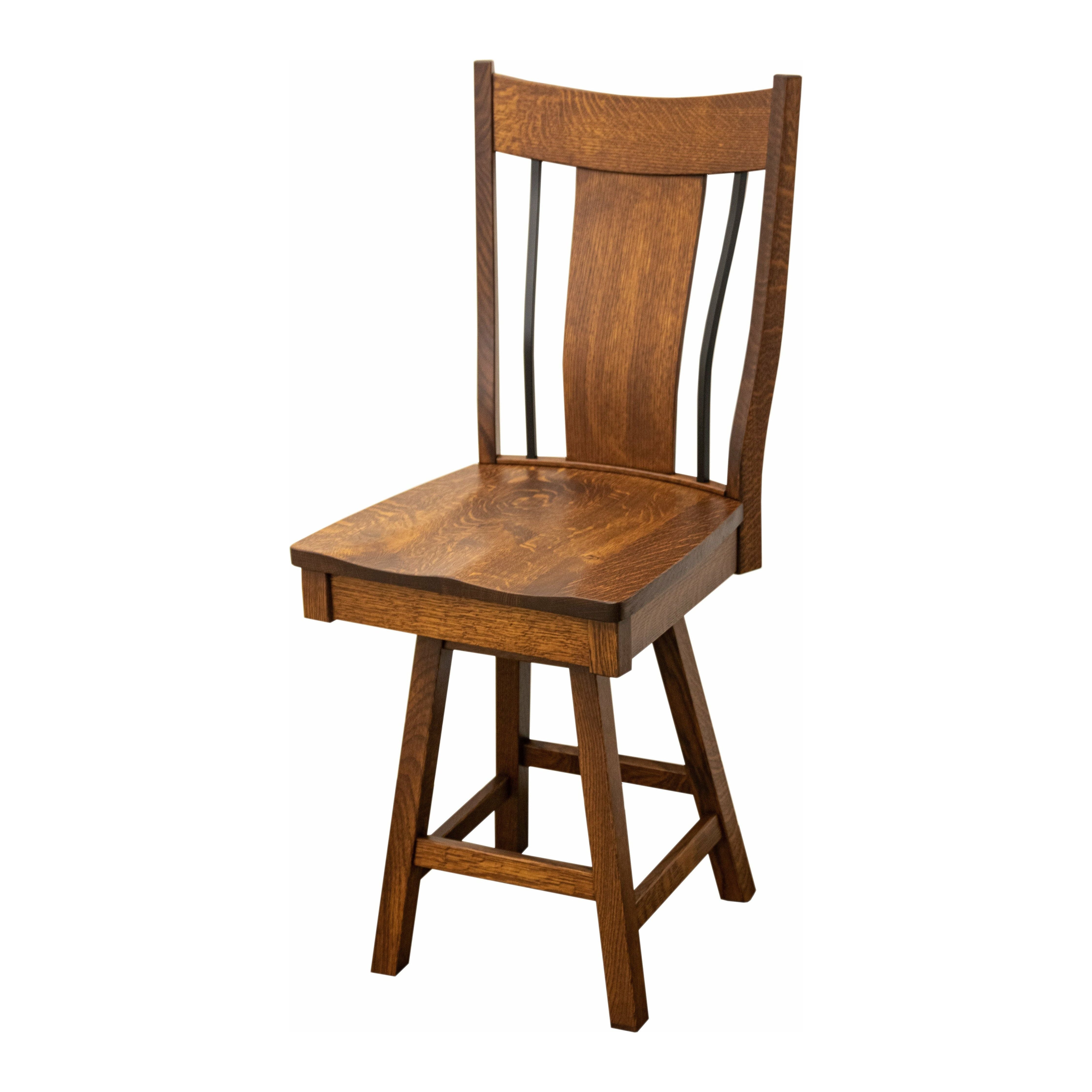 Eagle 24" Rustic Quarter Sawn White Oak Wood Swivel Bar Stool | GB