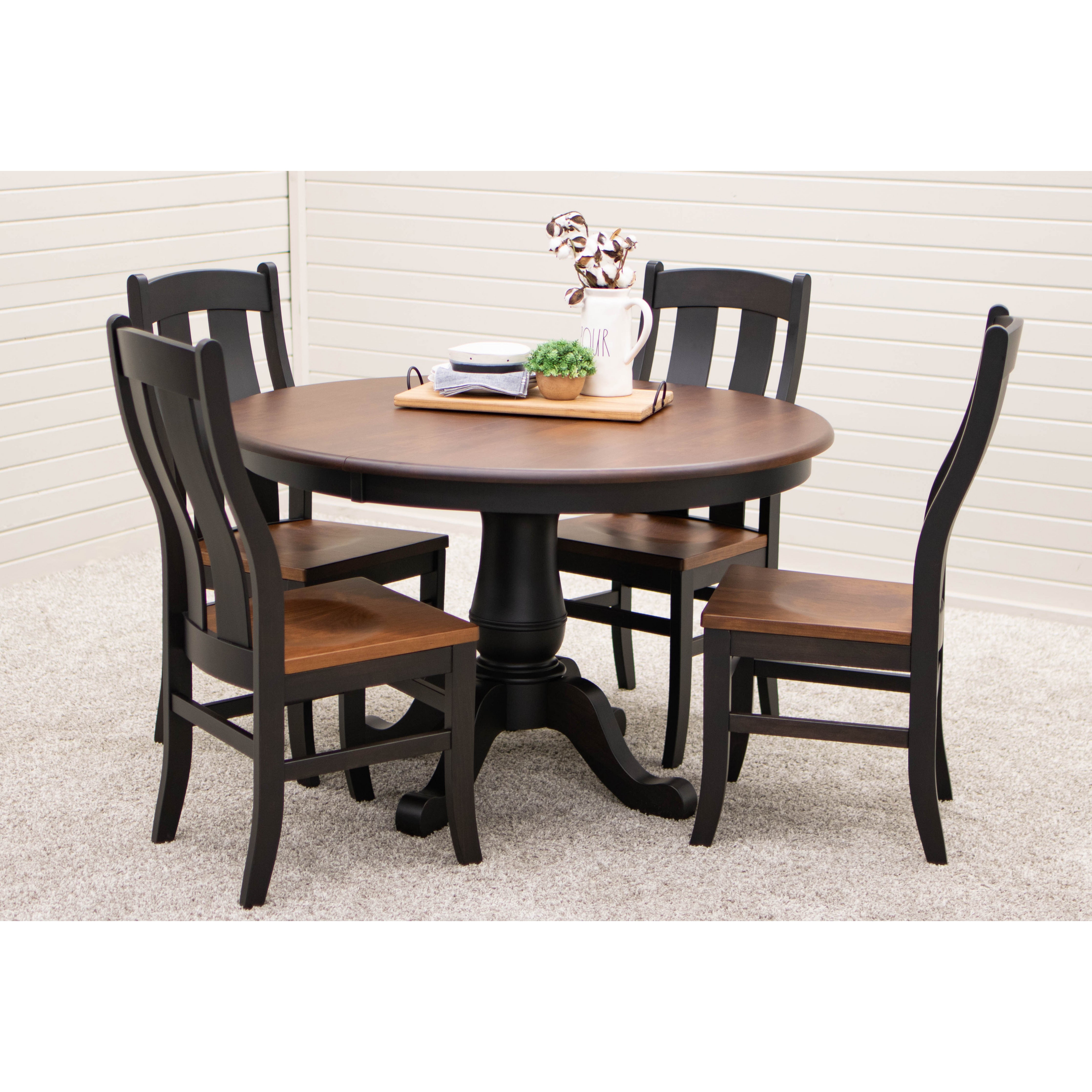 Ellington Round Black & Cherry Extending Dining Table | M-EB&C-GB