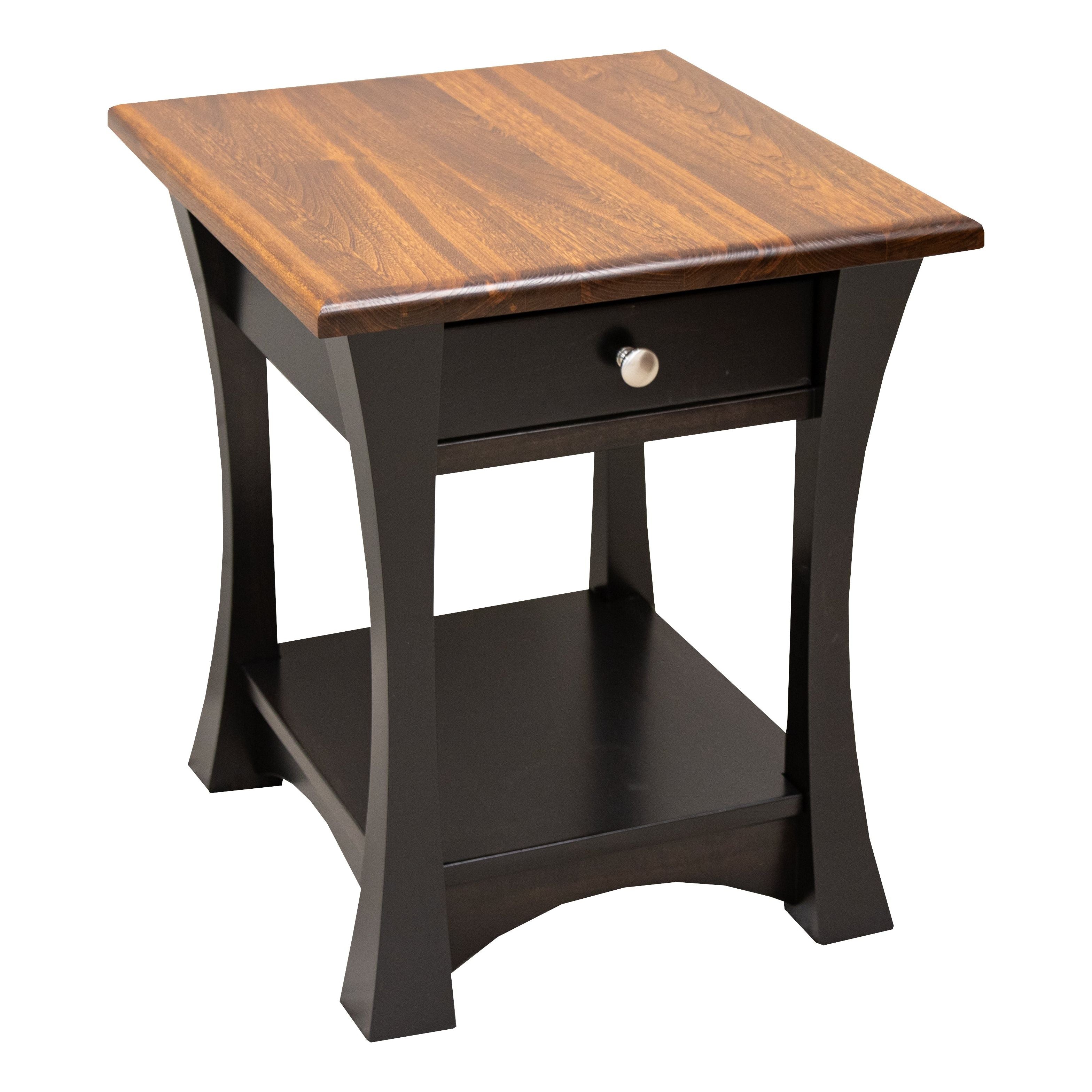 Brooklyn Black & Wood Large Square Open End Table | M-EB&E-MC