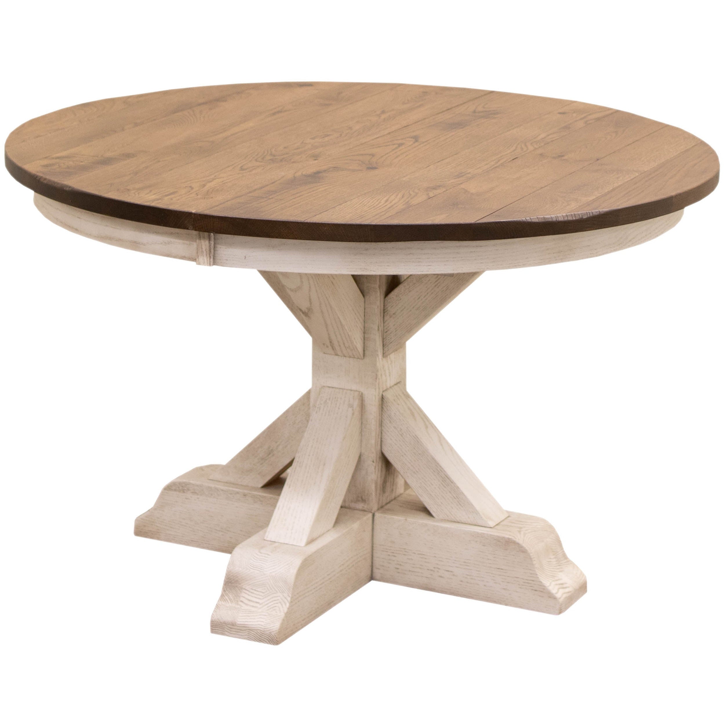 Farmhouse Round White & Oak Extending Dining Table | O-CS&RWO-CO