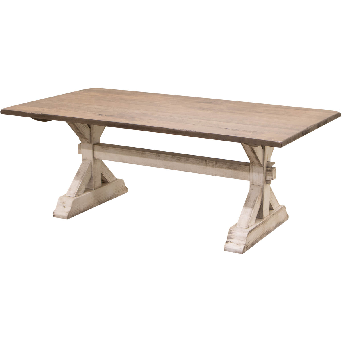 Farmhouse White Wood Dining Table Solid Maple Wood