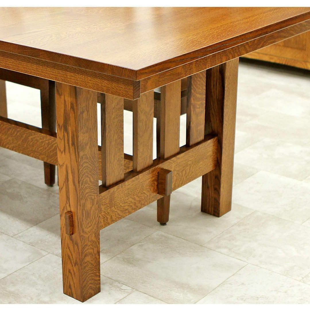 Heavy Mission Rustic Quarter Sawn White Oak Wood Extending Dining