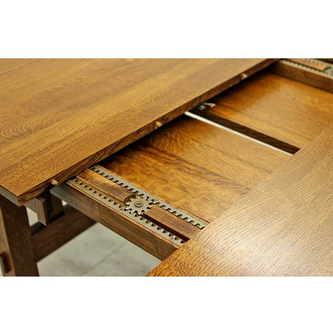 Heavy Mission Quarter Sawn White Oak Extending Amish Dining Table | MC