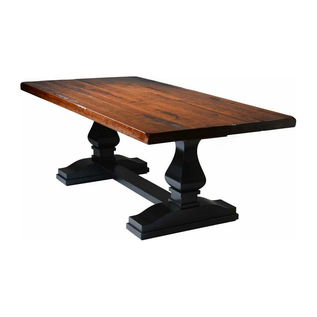 Hillside Black & Wood Large Modern Double Pedestal Extending Dining Table | M-EB&C-MC